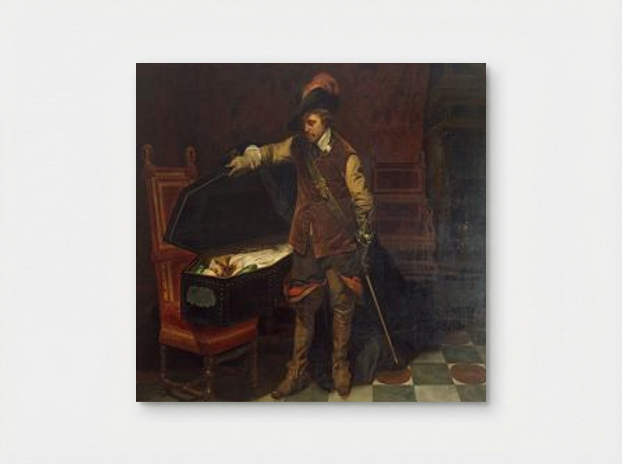 Cromwell before the Coffin of Charles I - Paul Delaroche - Poster