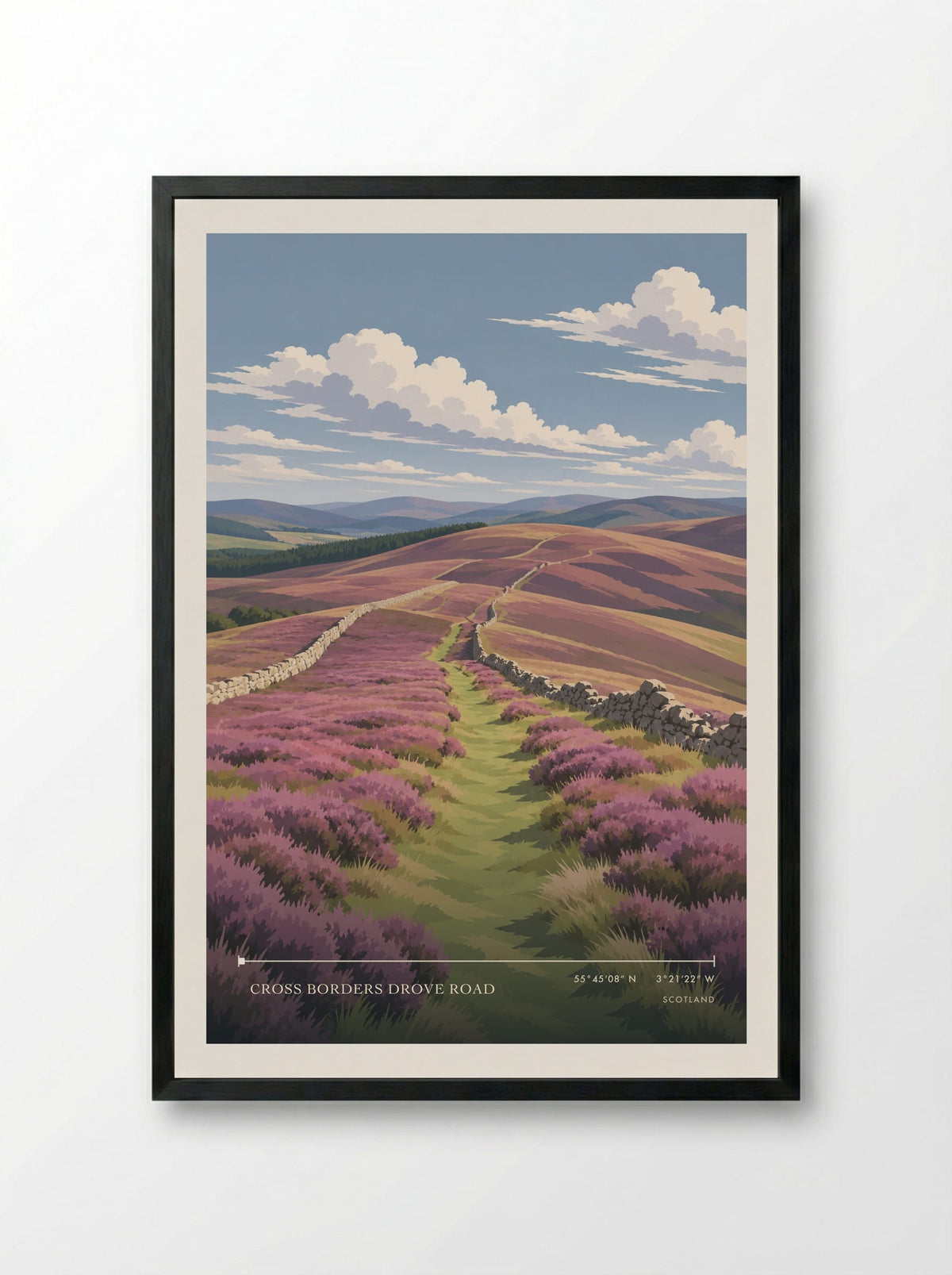 Cross Borders Drove Road | Travel Poster - Framed Print Black