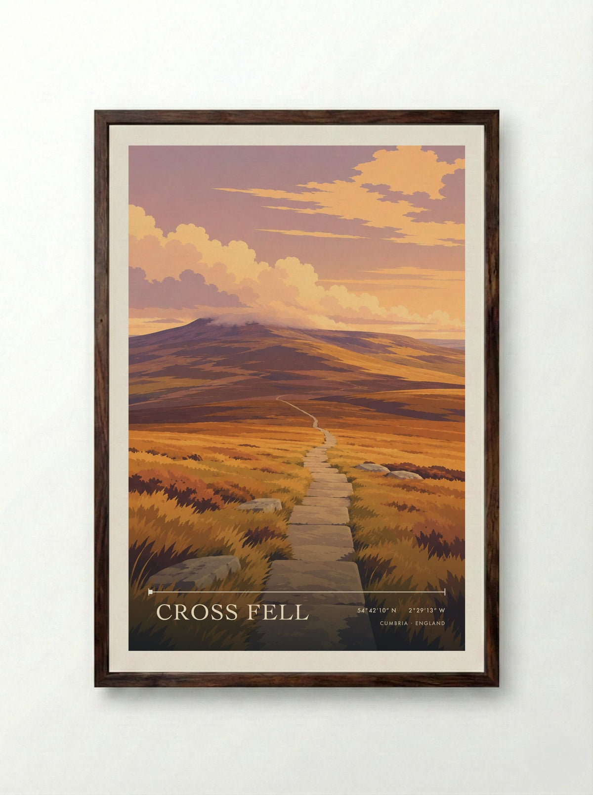 Cross Fell, Cumbria | Travel Poster - Framed Print Dark Wood