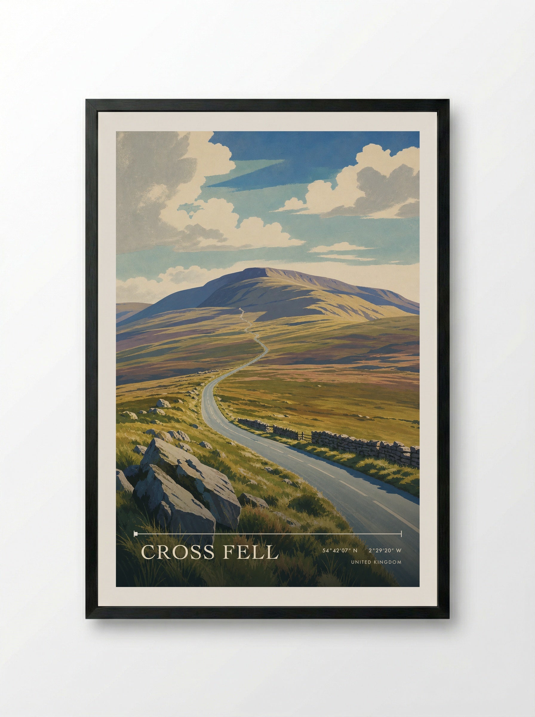 Cross Fell United Kingdom Travel Poster - Framed Print Black