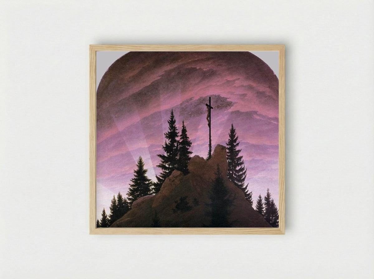 Cross in the Mountains (Tetschen Altar) - Caspar David Friedrich - Framed Print Wood