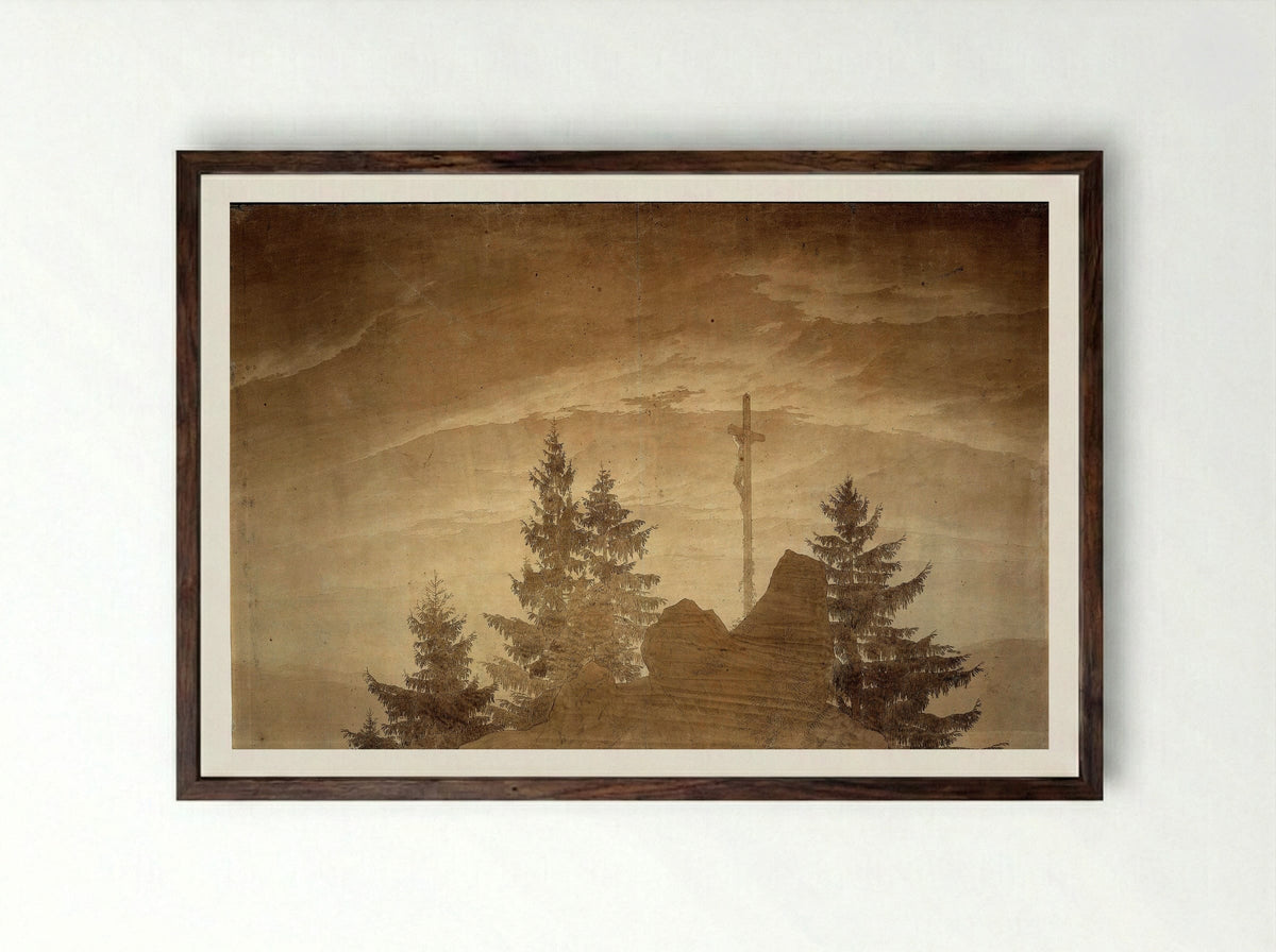 Cross in the Mountains - Caspar David Friedrich - Framed Print Dark Wood