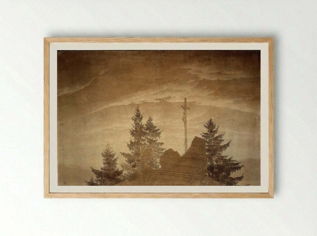 Cross in the Mountains - Caspar David Friedrich - Framed Print Wood