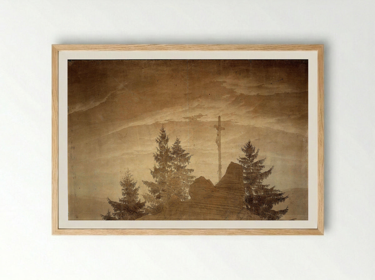Cross in the Mountains - Caspar David Friedrich - Framed Print Wood