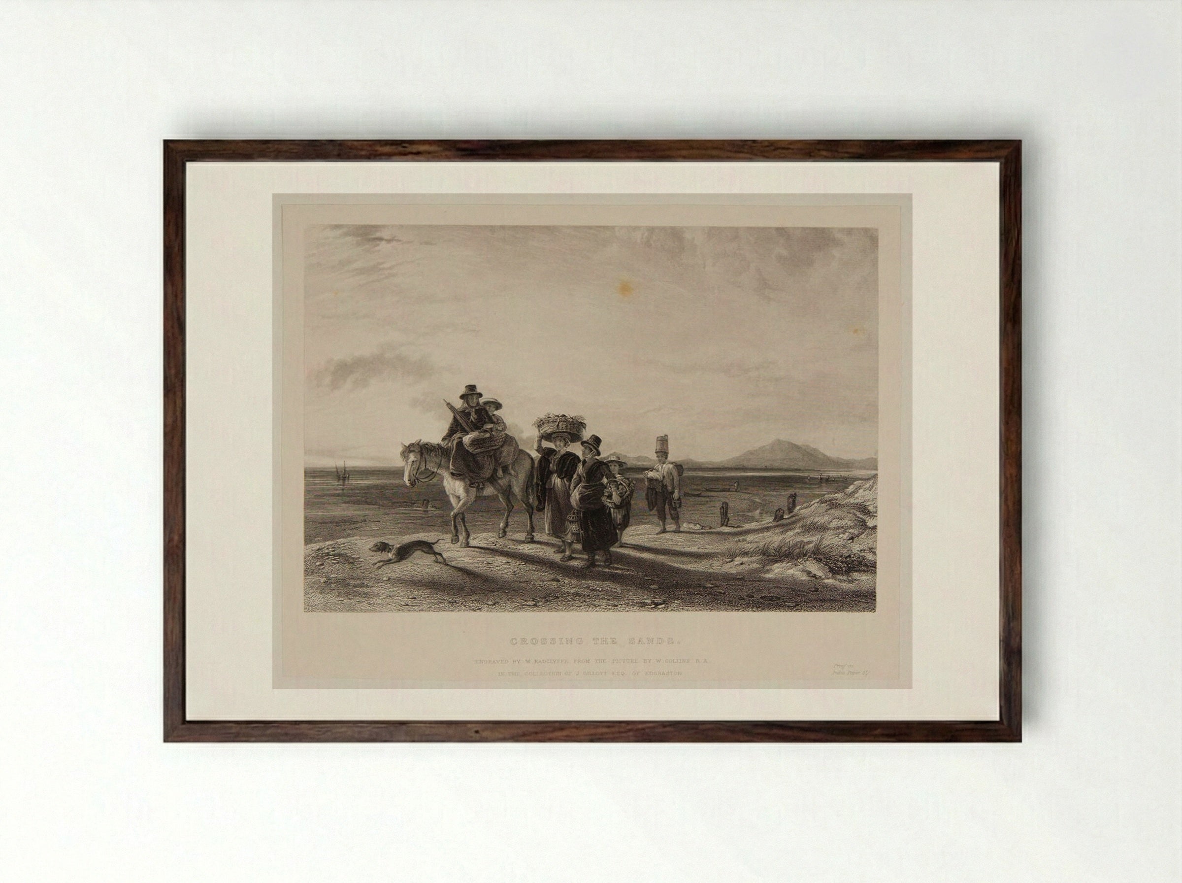 Crossing the Sands - William Radclyffe - Framed Print Dark Wood