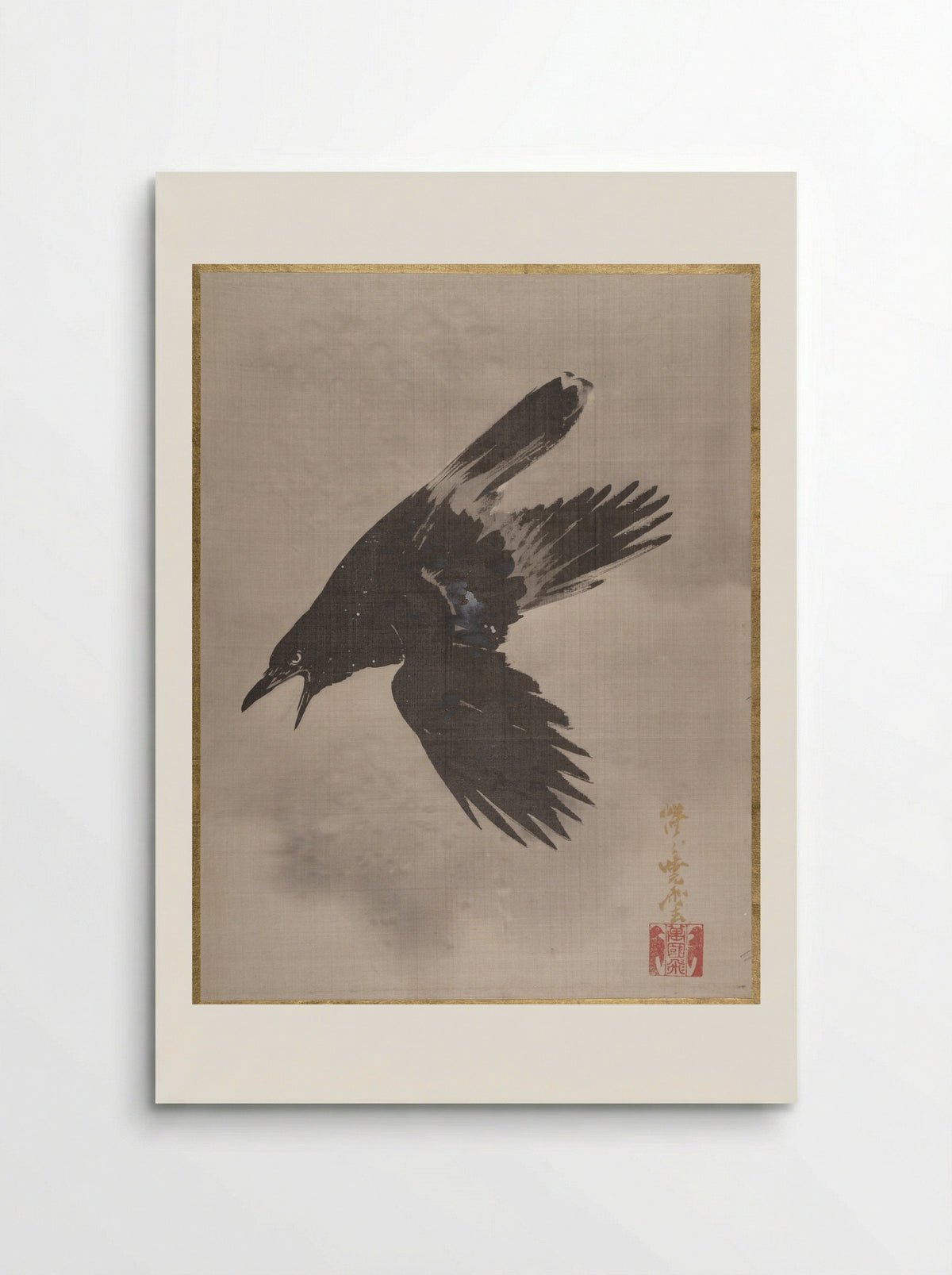 Crow Flying in the Snow - Kawanabe Kyōsai - Poster