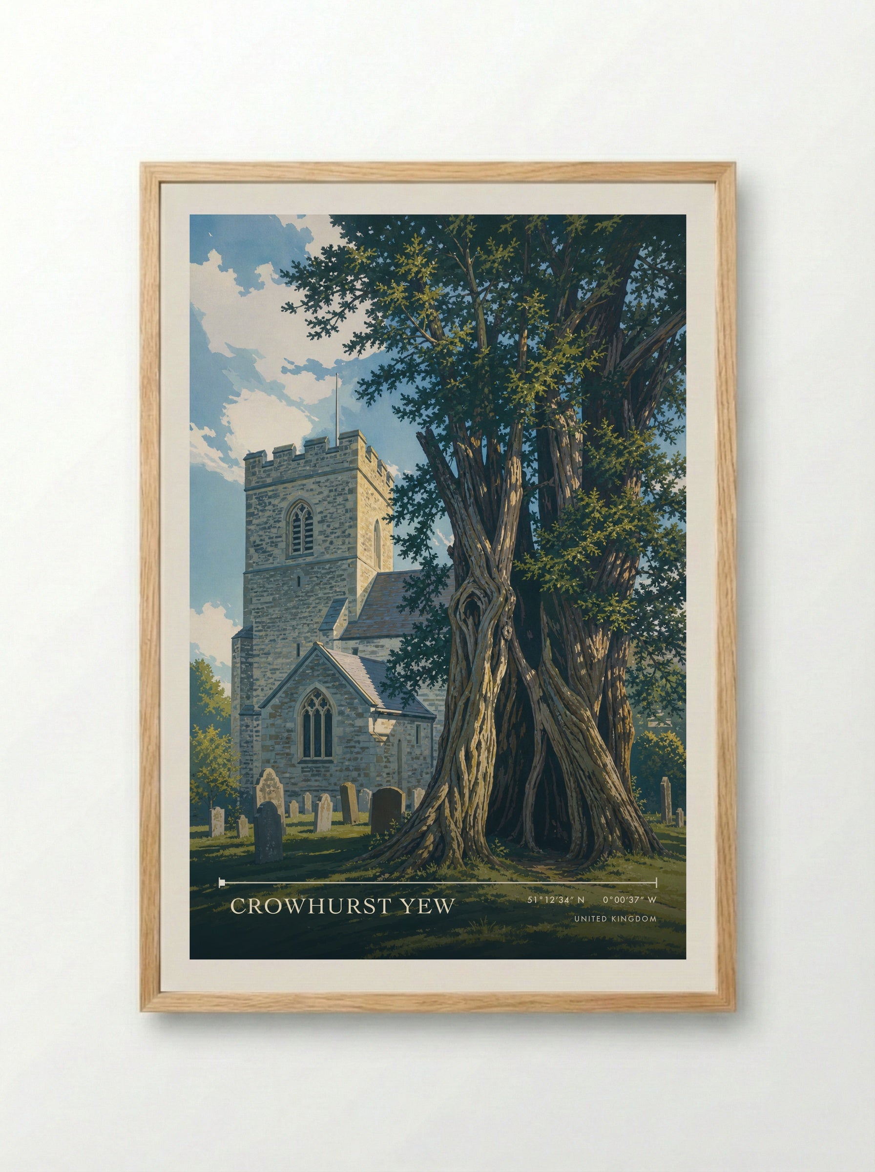 Crowhurst Yew United Kingdom Travel Poster - Framed Print Wood