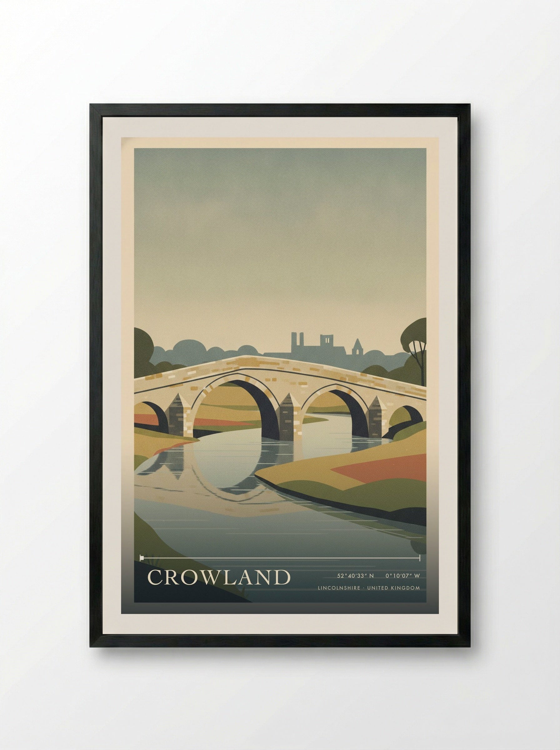 Crowland Lincolnshire United Kingdom Travel Poster - Framed Print Black