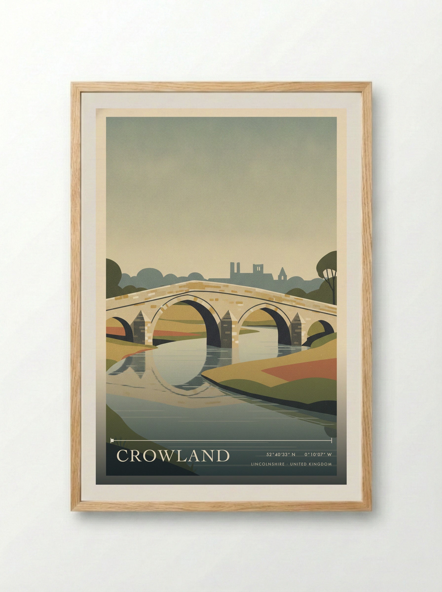 Crowland Lincolnshire United Kingdom Travel Poster - Framed Print Wood