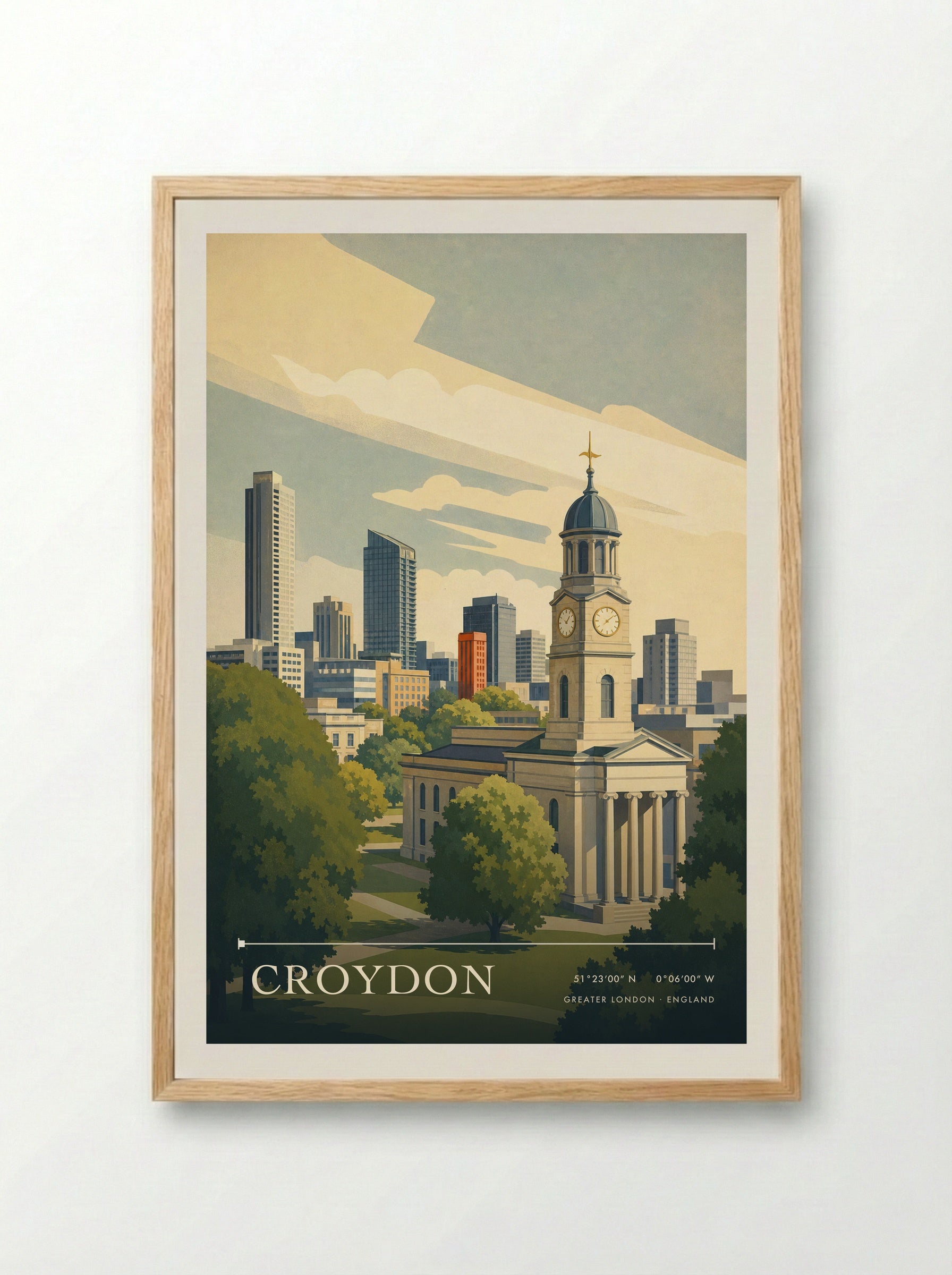 Croydon Greater London England Travel Poster - Framed Print Wood