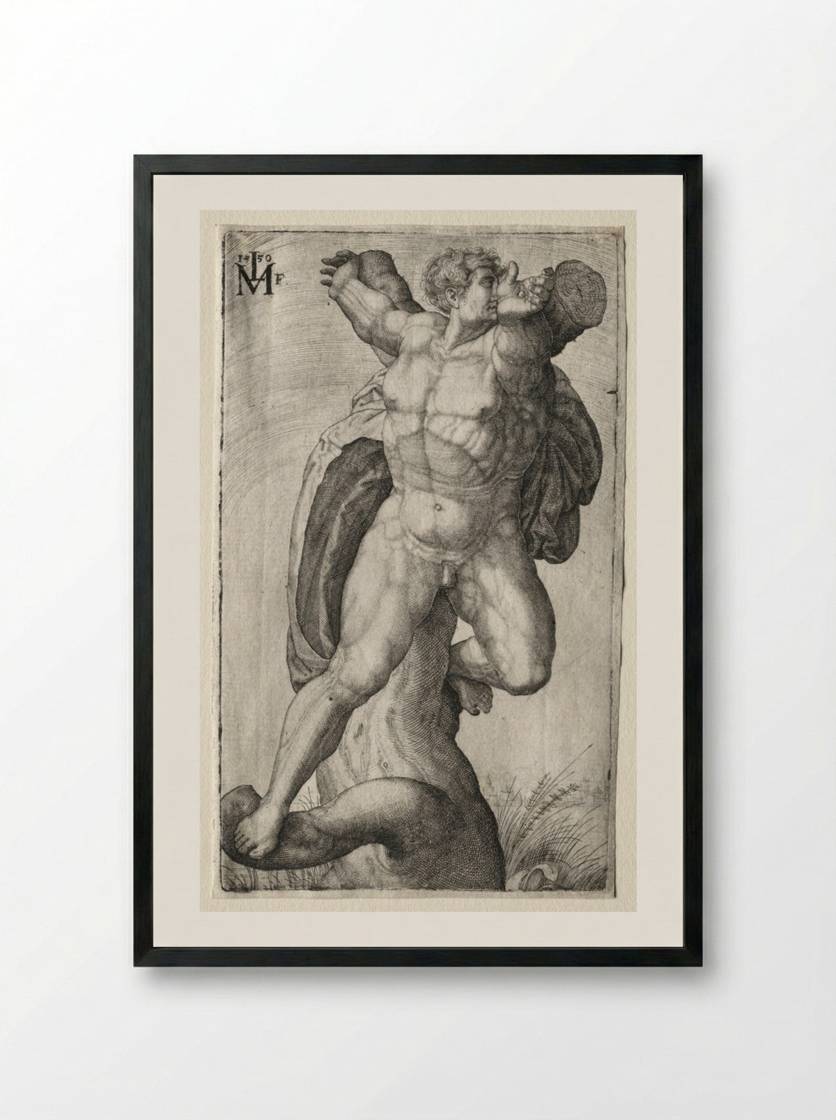 Crucified Man - Melchior Lorck - Framed Print Black