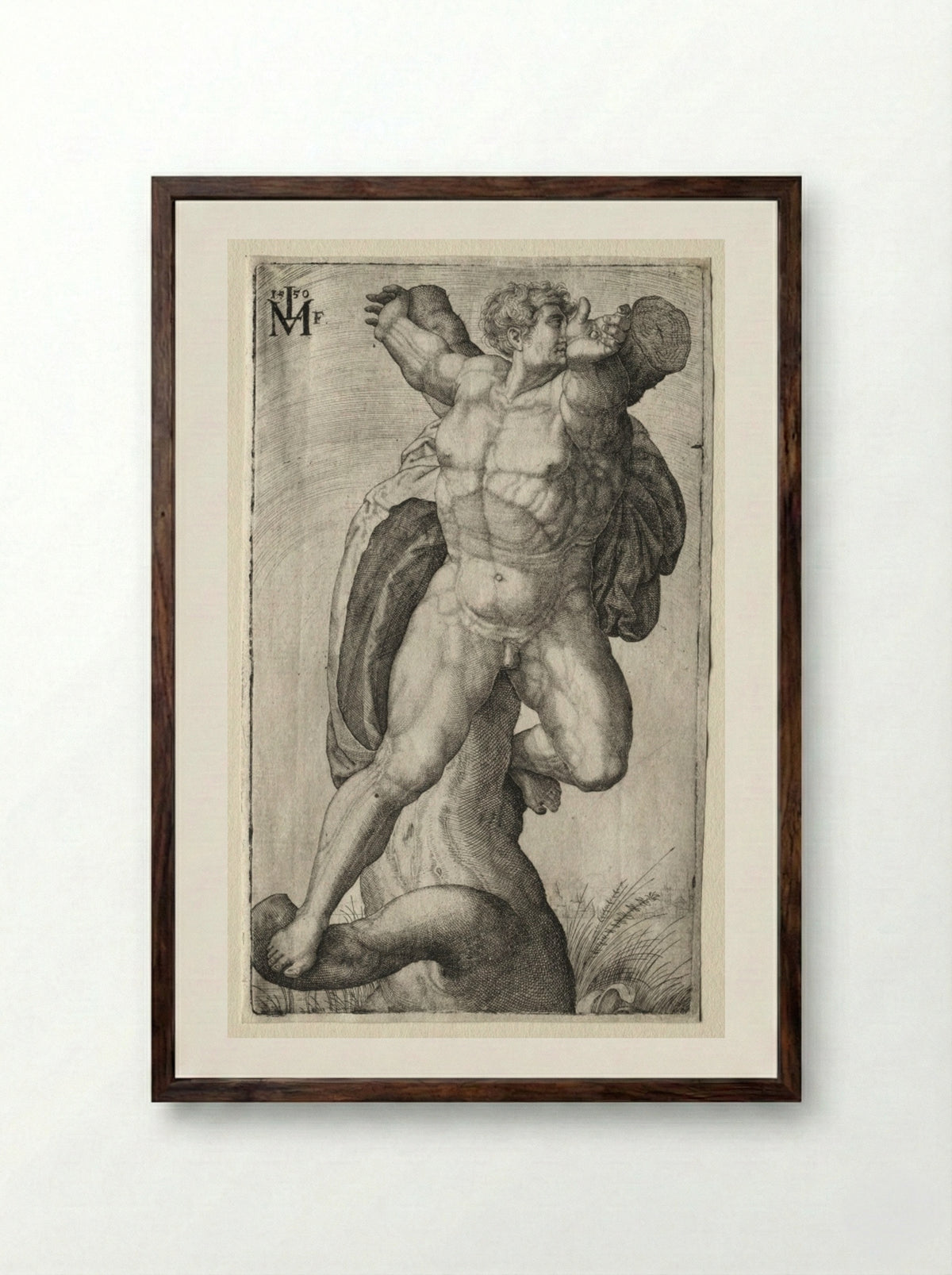 Crucified Man - Melchior Lorck - Framed Print Dark Wood