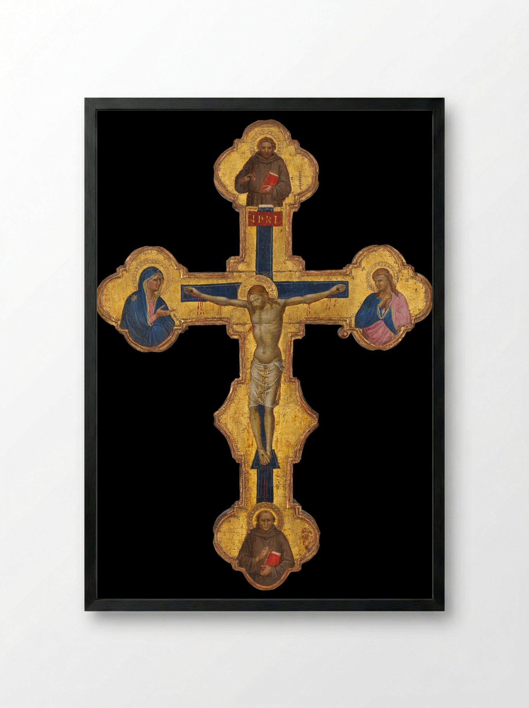 Crucifix - Master of the Orcagnesque Misericordia - Framed Print Black