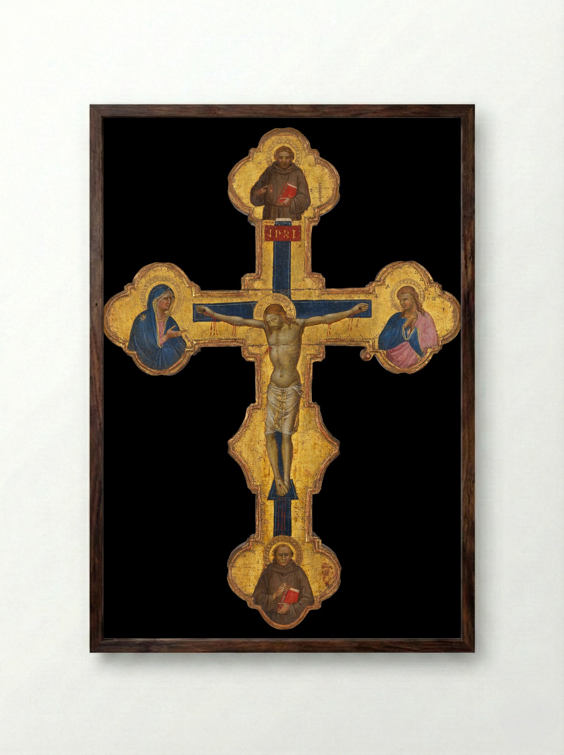 Crucifix - Master of the Orcagnesque Misericordia - Framed Print Dark Wood
