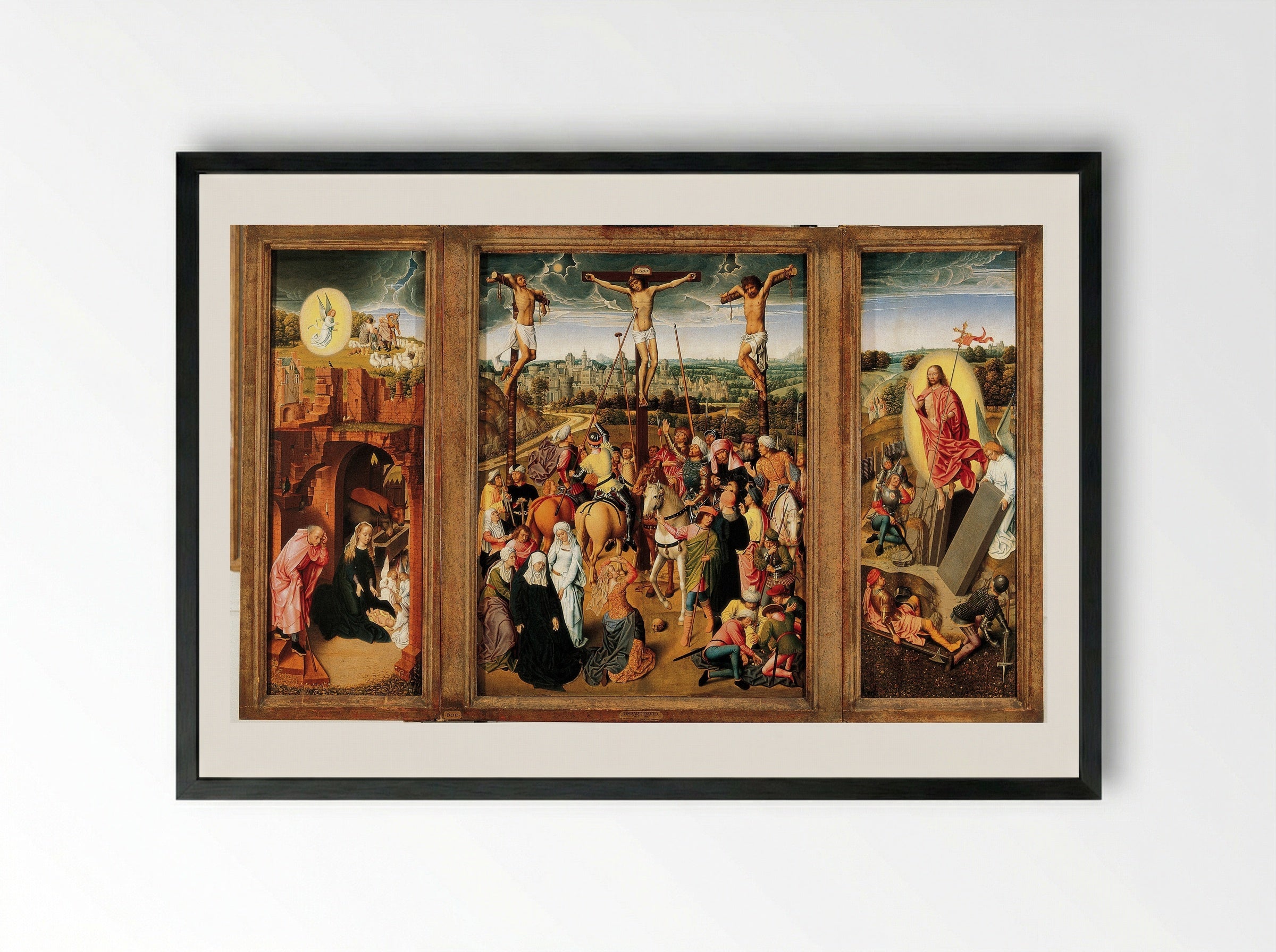 Crucifixion Triptych - Gerard David - Framed Print Black