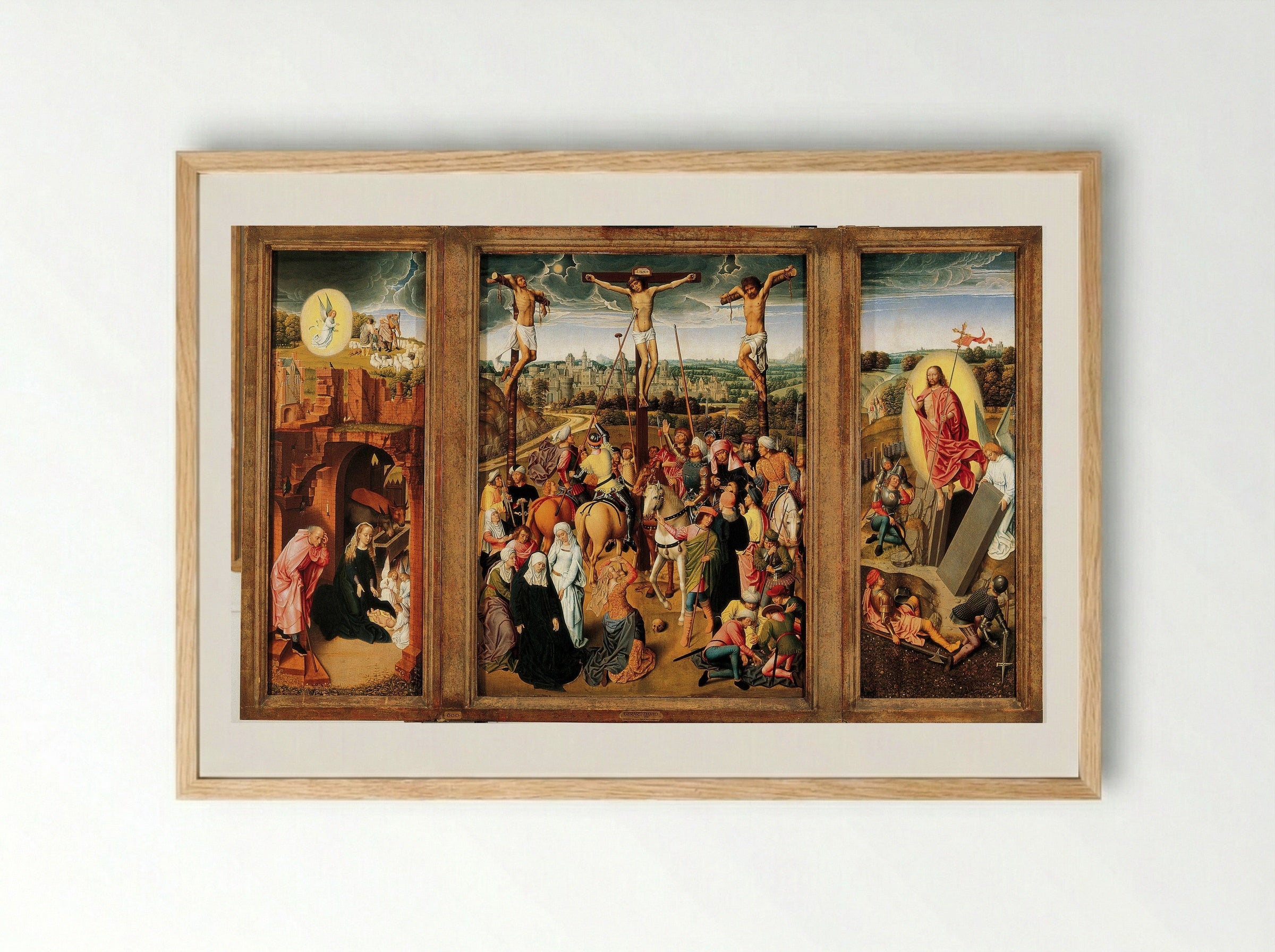 Crucifixion Triptych - Gerard David - Framed Print Wood