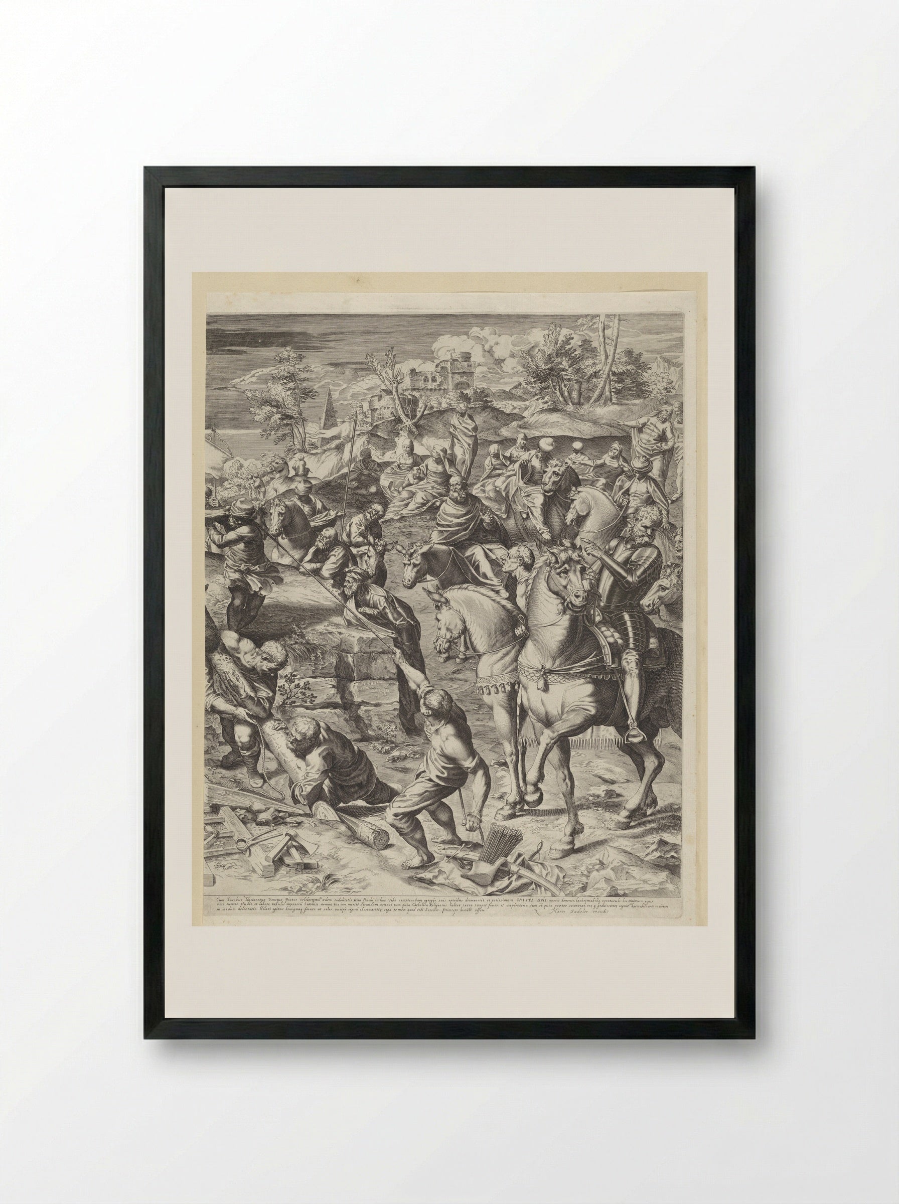Crucifixion of Christ (Right Panel) - Aegidius Sadeler II - Framed Print Black