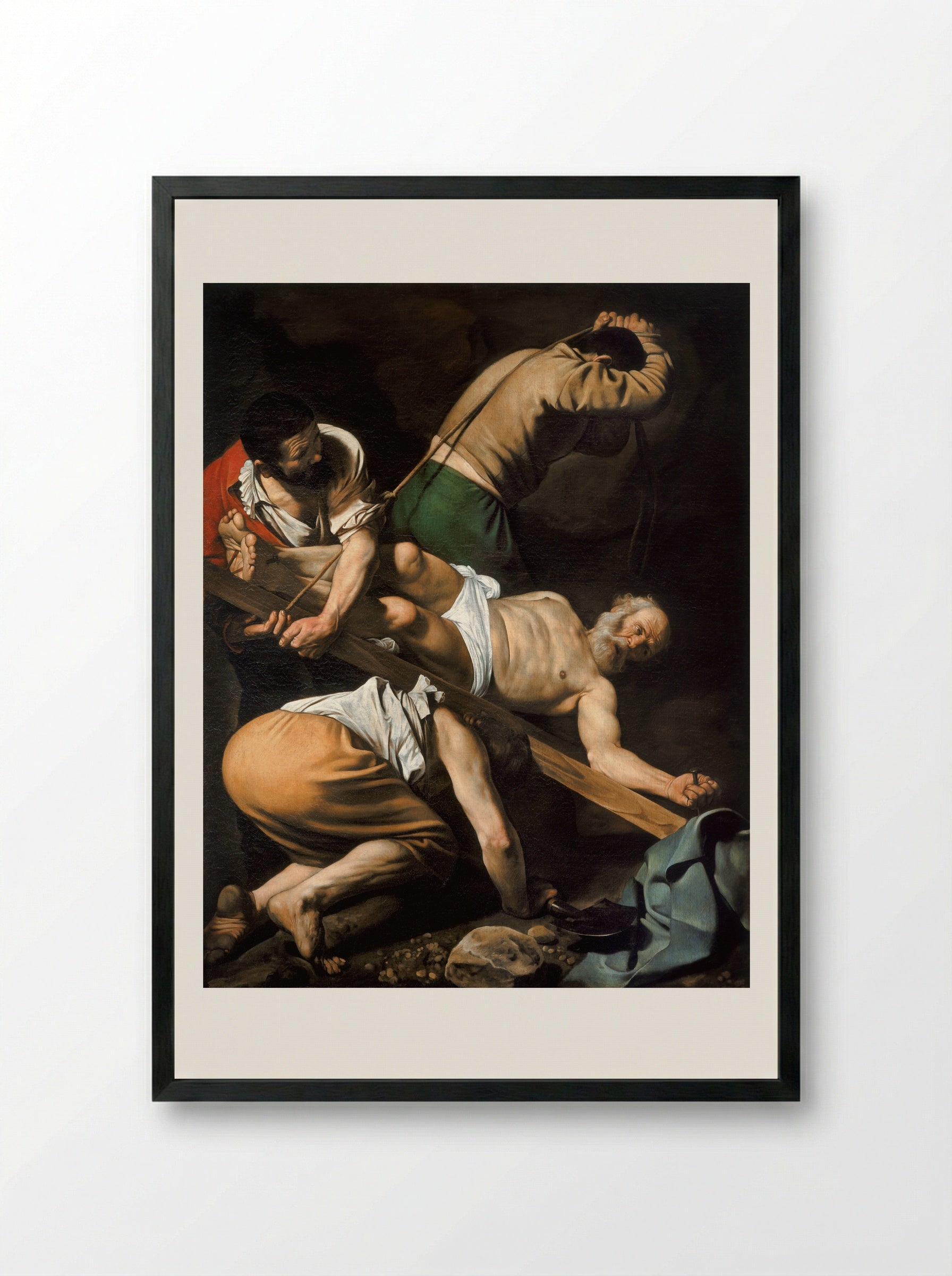 Crucifixion of Saint Peter - Caravaggio - Framed Print Black