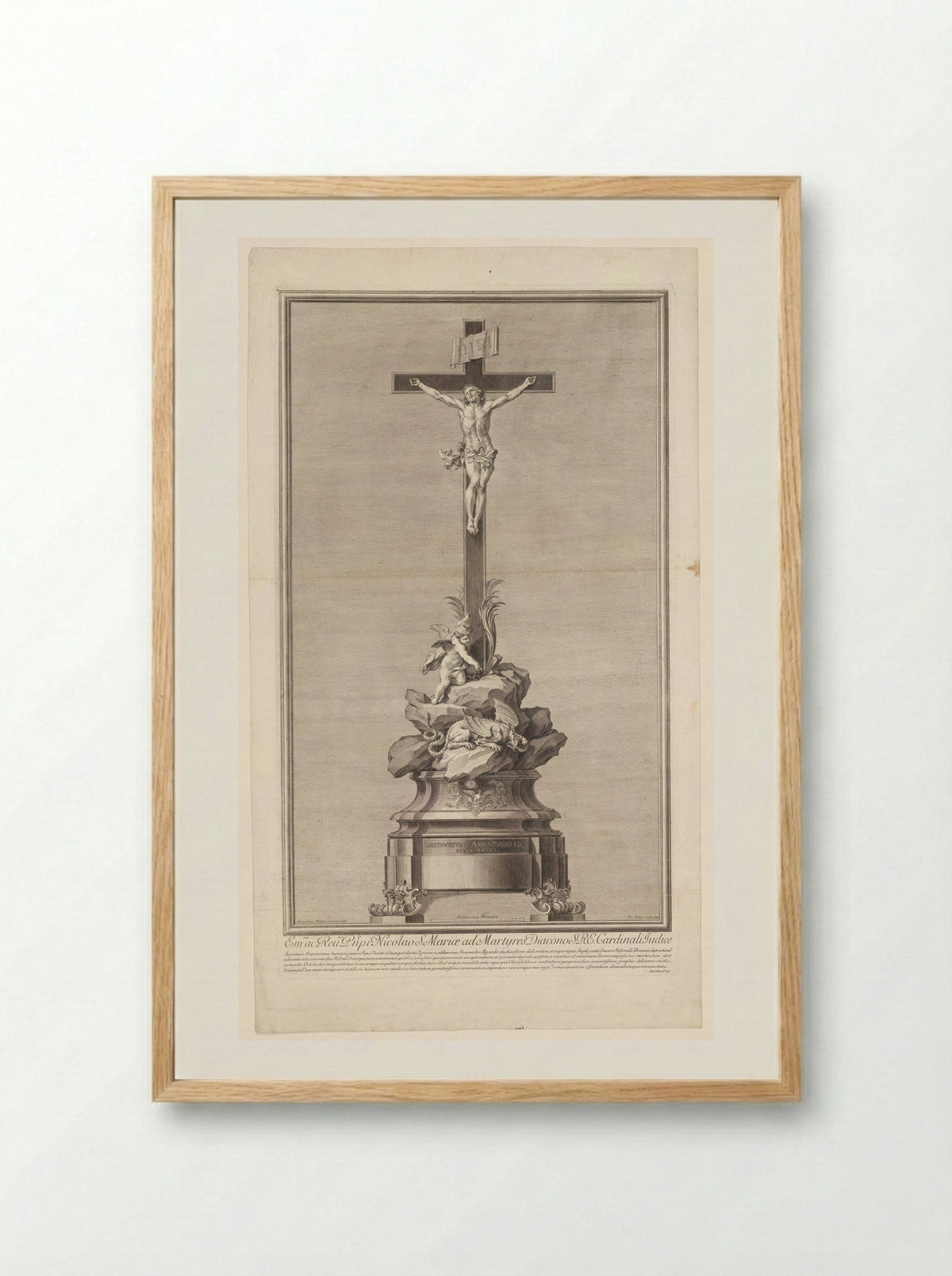 Crucifixion with Putto and Dragon - Johan Frederik Clemens - Framed Print Wood