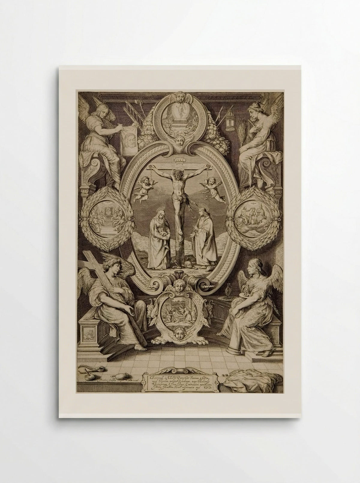 Crucifixion with the Virgin and Saint John, with Four Angels with the Instruments of the Passion - Jacob Matham - Poster