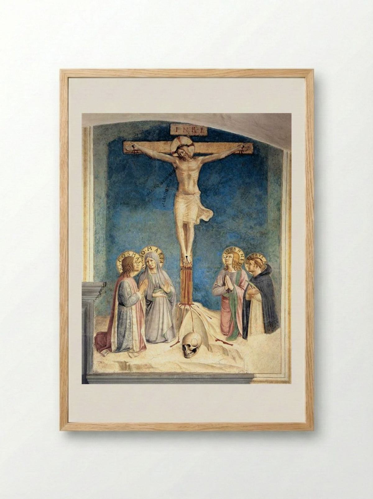 Crucifixion with the Virgin and Sts. Cosmas, John the Evangelist and Peter Martyr - Fra Angelico - Framed Print Wood