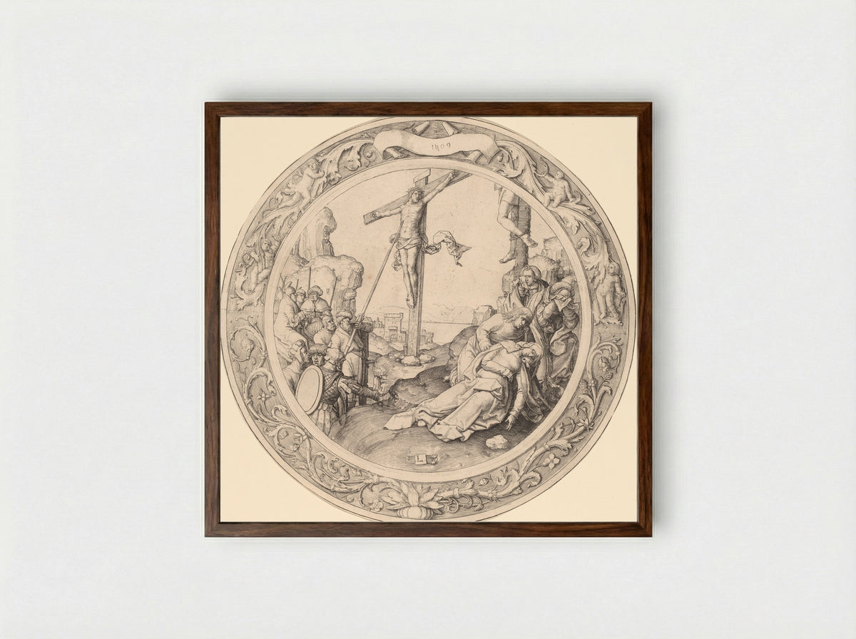 Crucifixion - Lucas van Leyden - Framed Print Dark Wood
