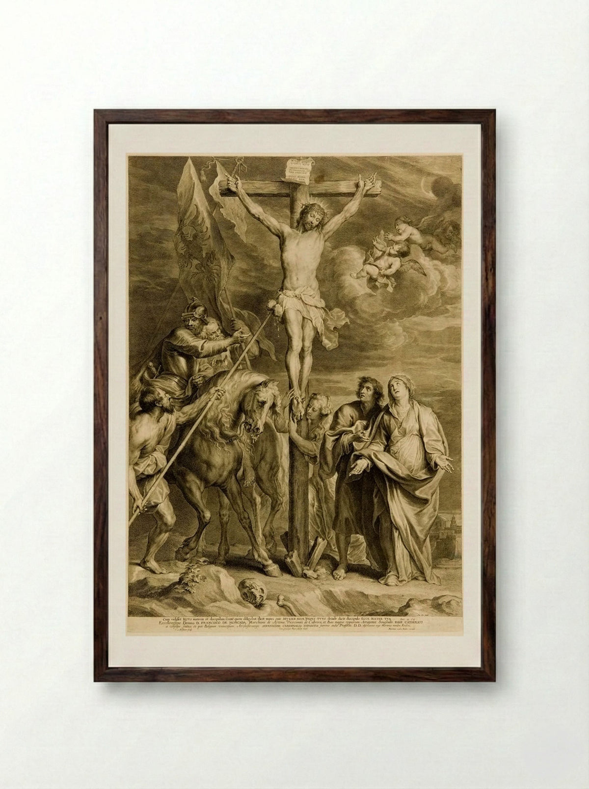 Crucifixion - Schelte Adamsz. Bolswert - Framed Print Dark Wood
