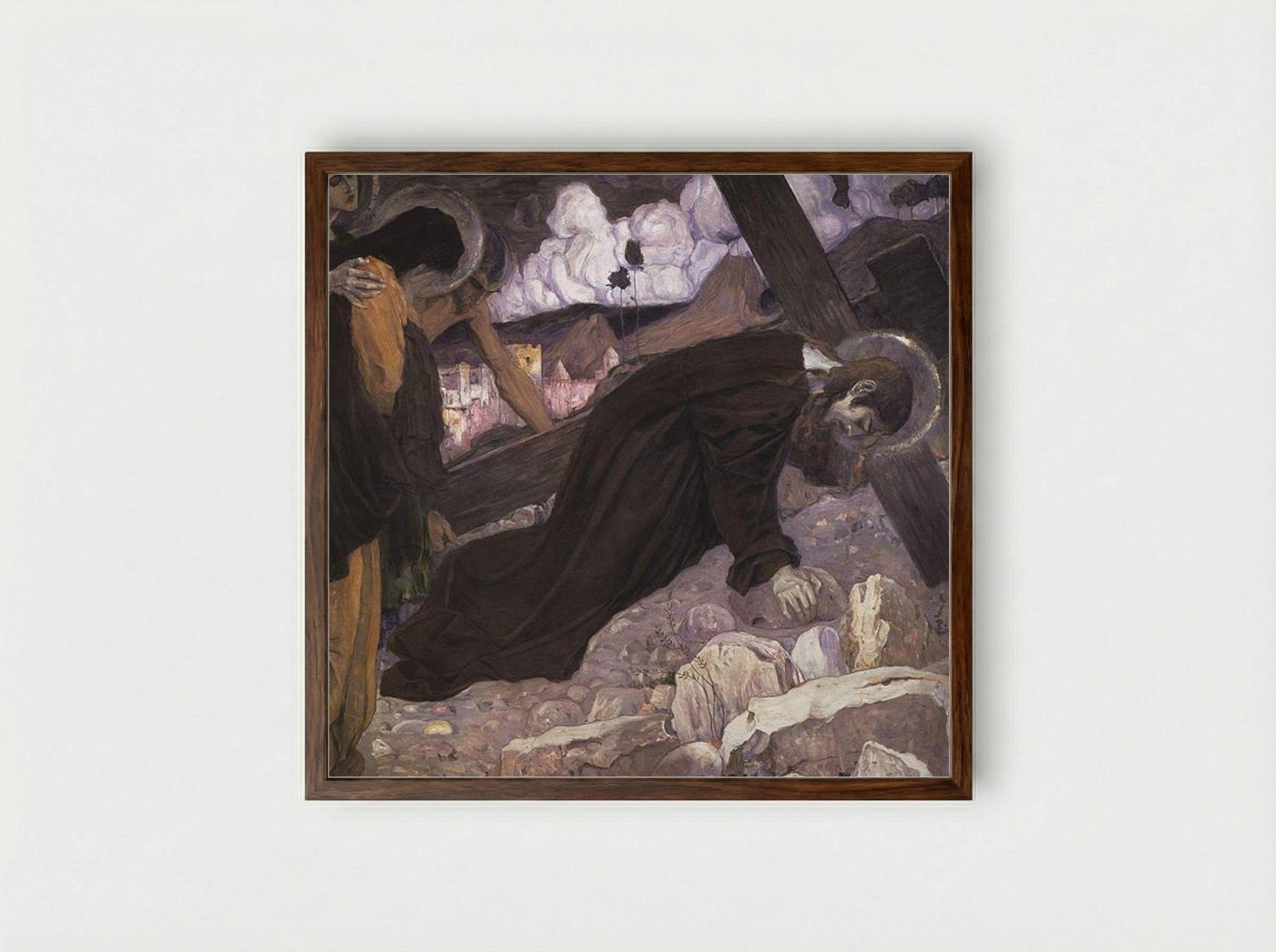 Crucifixion - Mikhail Nesterov - Framed Print Dark Wood
