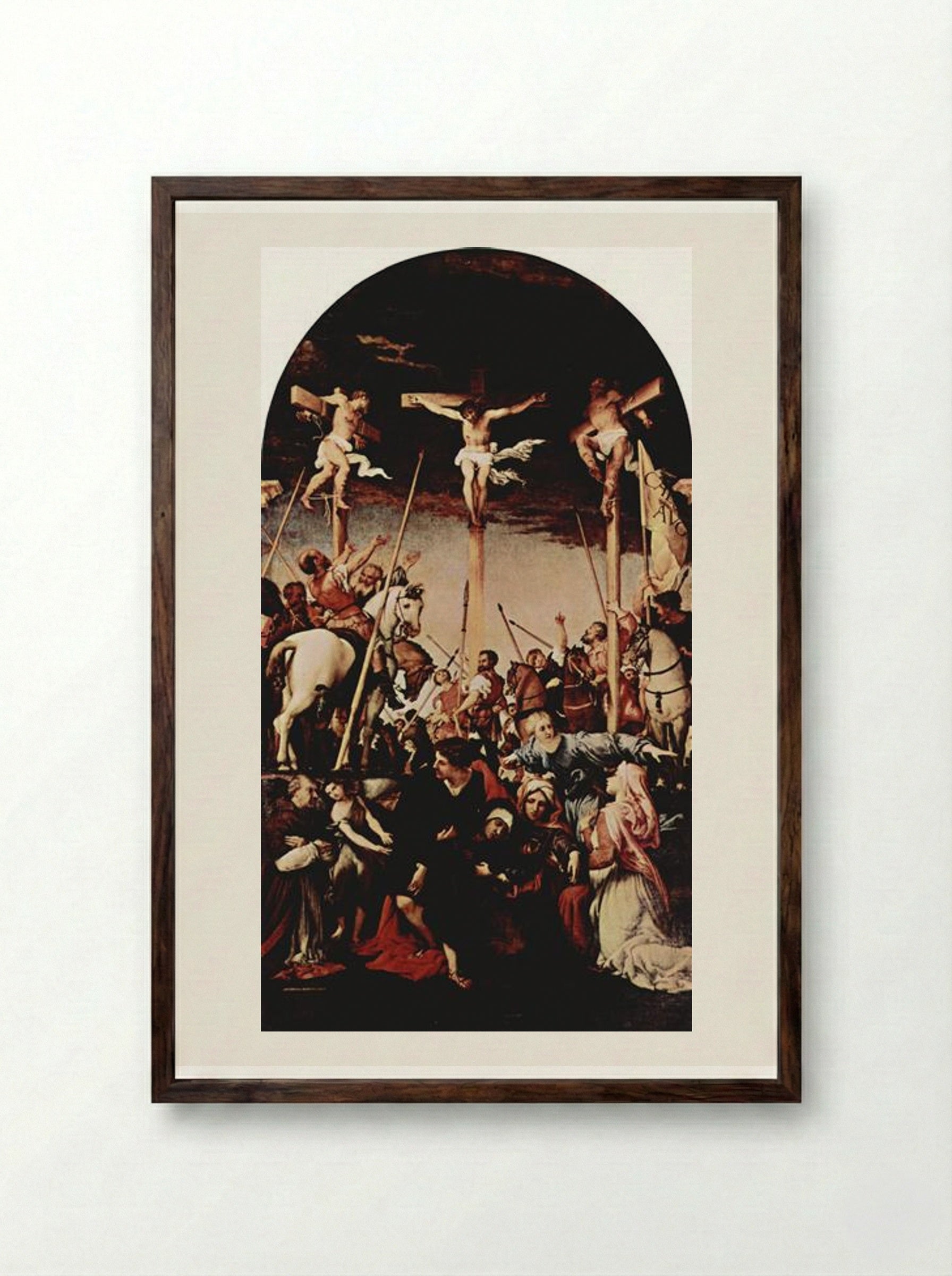 Crucifixion - Lorenzo Lotto - Framed Print Dark Wood