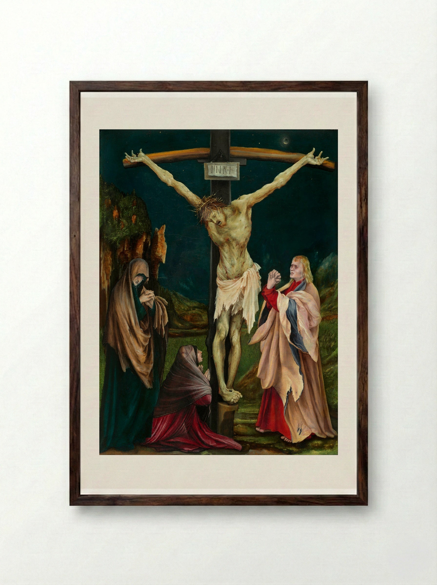 Crucifixion - Matthias Grünewald - Framed Print Dark Wood