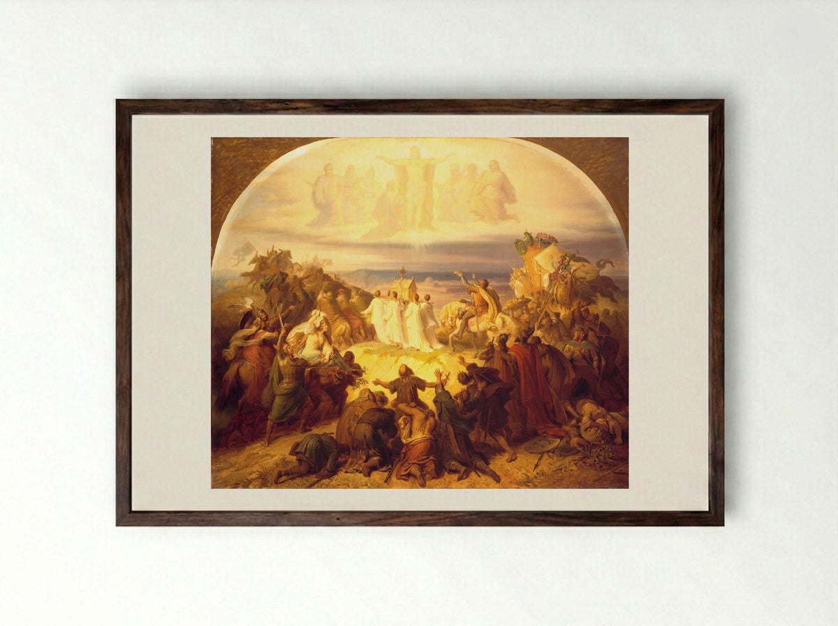 Crusaders before Jerusalem - Wilhelm von Kaulbach - Framed Print Dark Wood