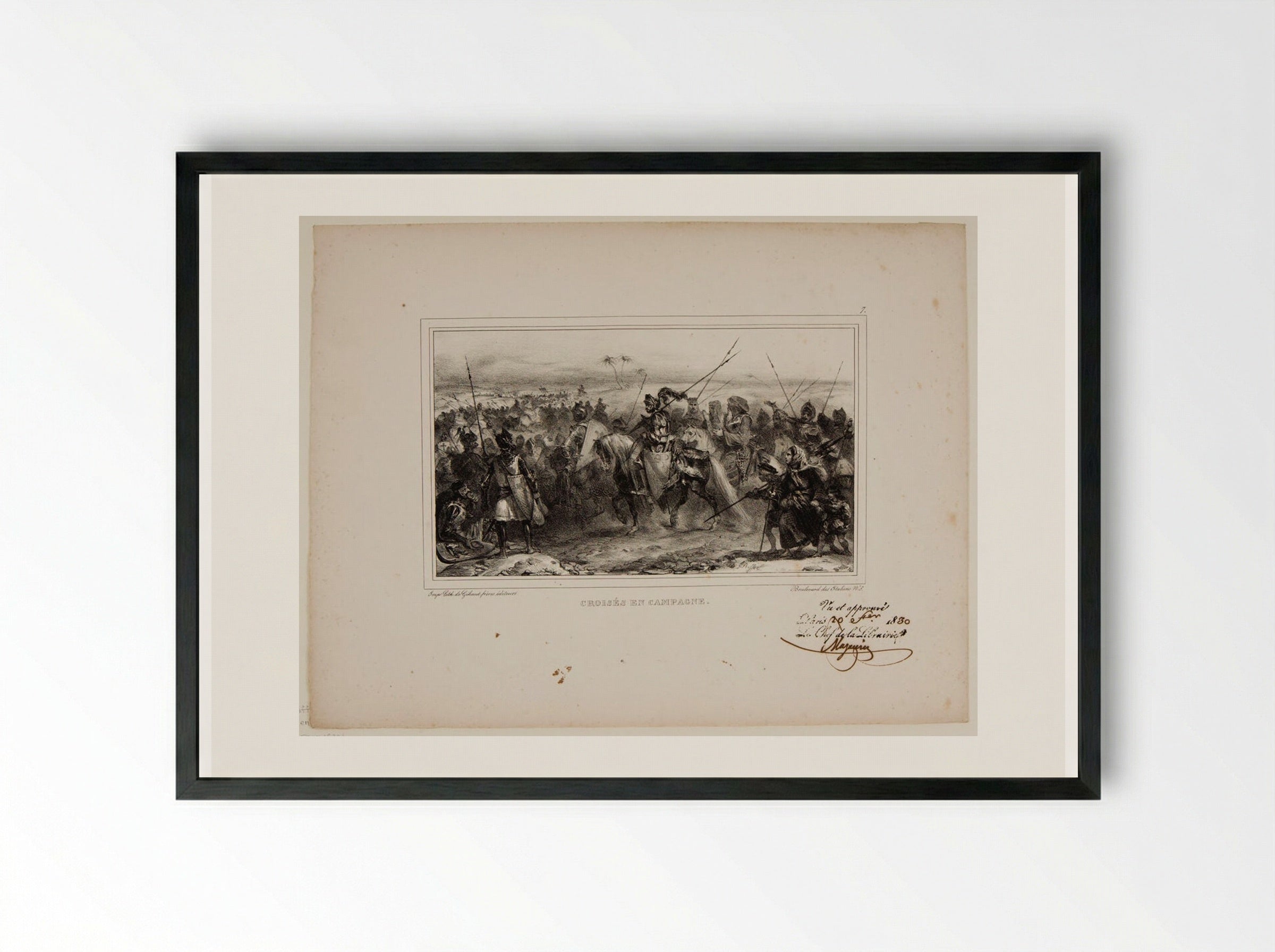 Crusaders in the Field - Denis-Auguste-Marie Raffet - Framed Print Black