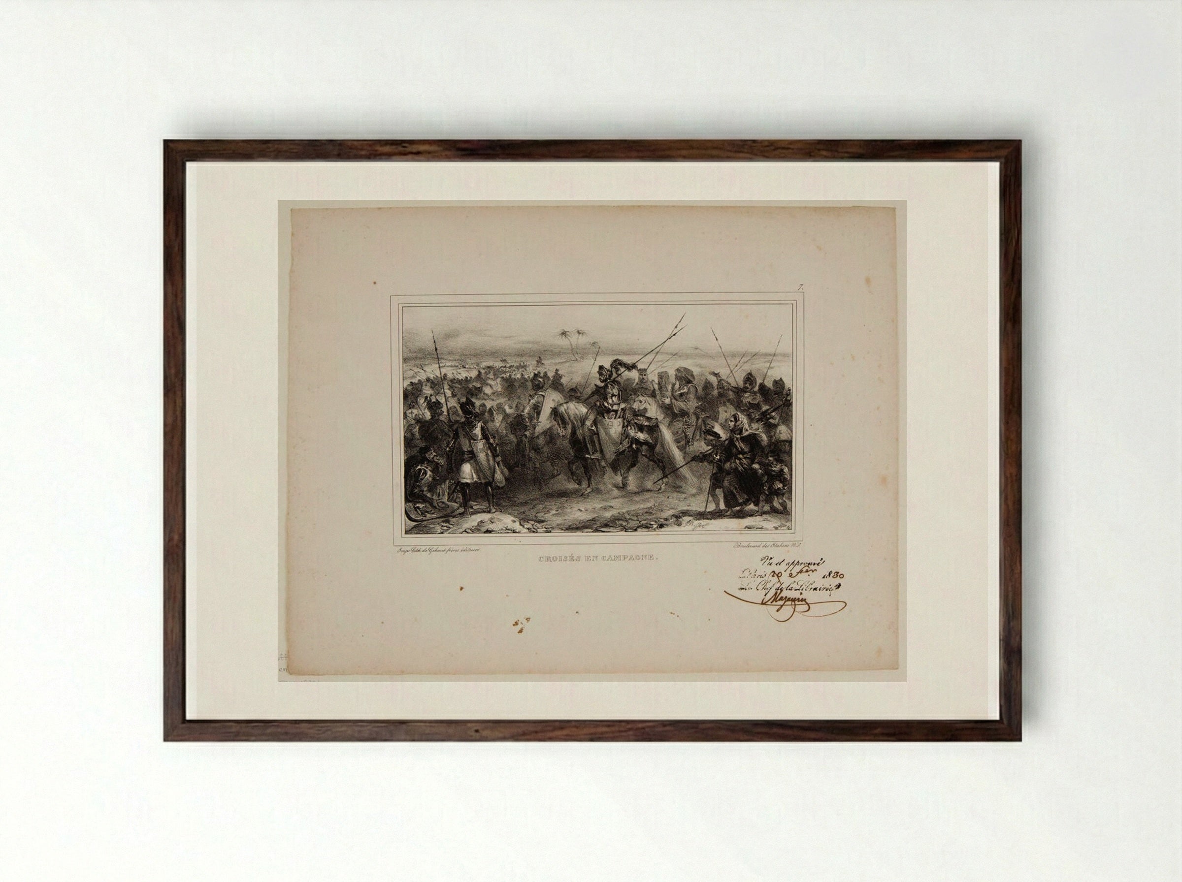 Crusaders in the Field - Denis-Auguste-Marie Raffet - Framed Print Dark Wood