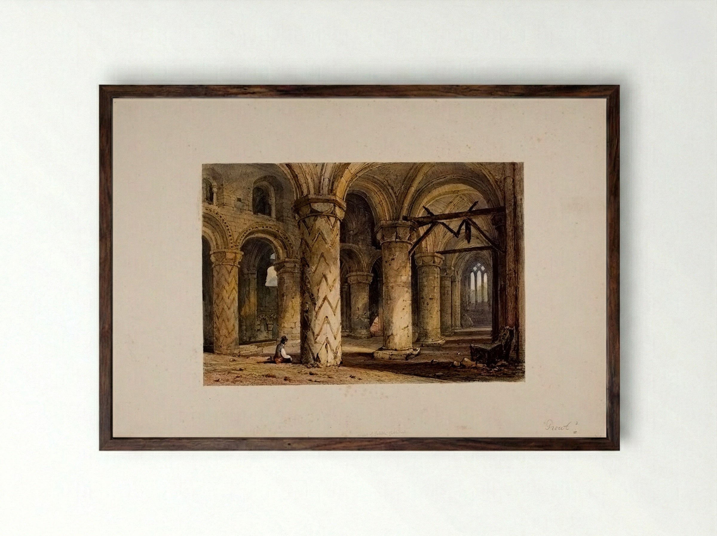 Crypt of a Church - Samuel Prout - Framed Print Dark Wood