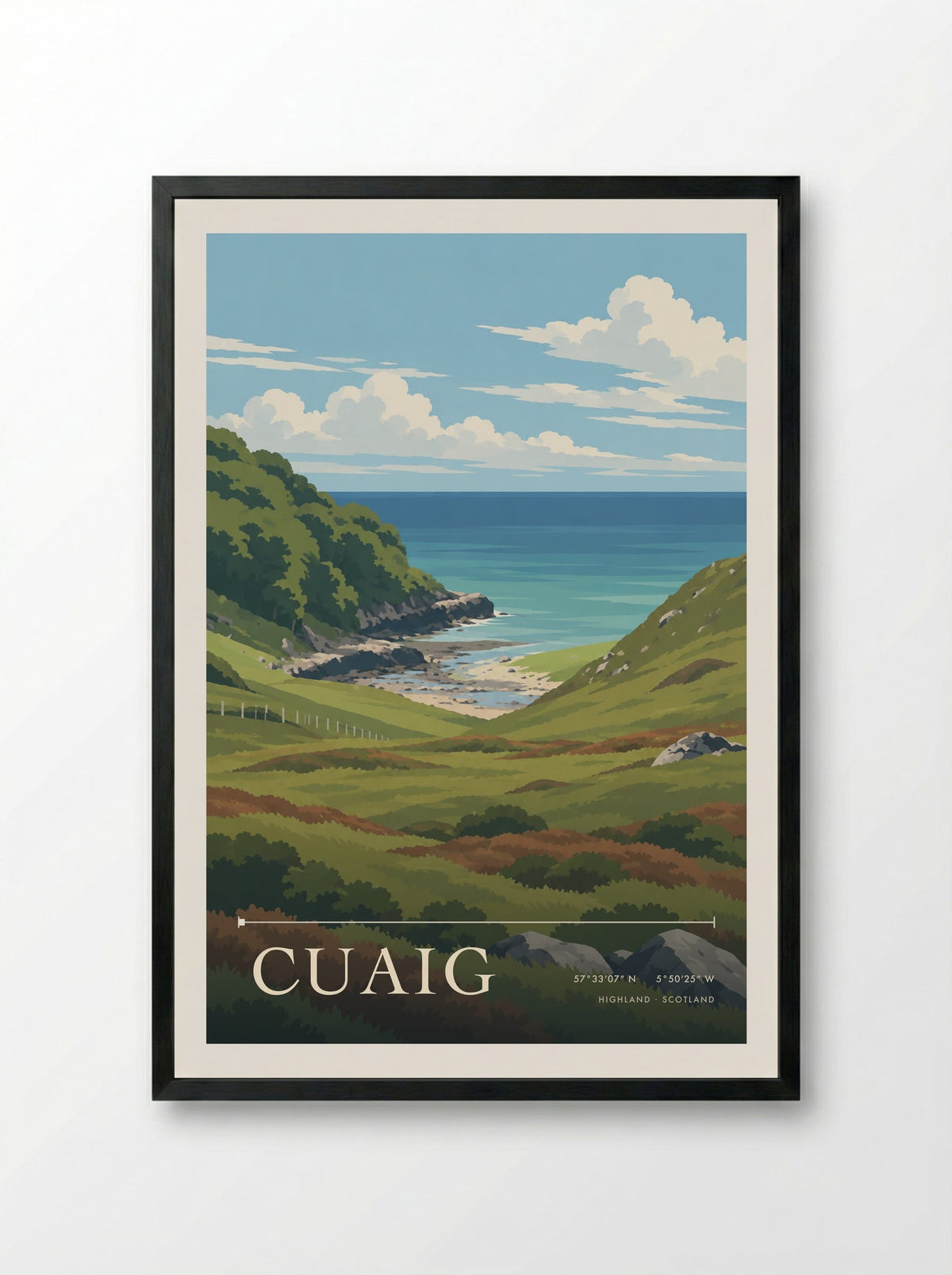 Cuaig, Highland | Travel Poster - Framed Print Black