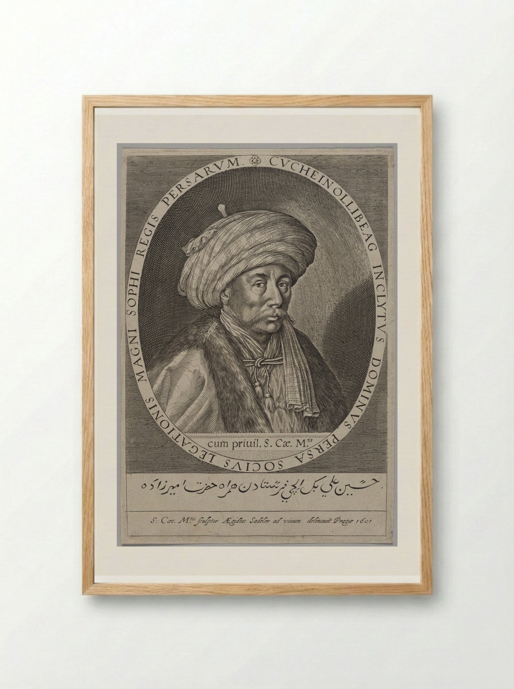 Cuchein Ollibeg, Persian Ambassador at Prague - Aegidius Sadeler II - Framed Print Wood