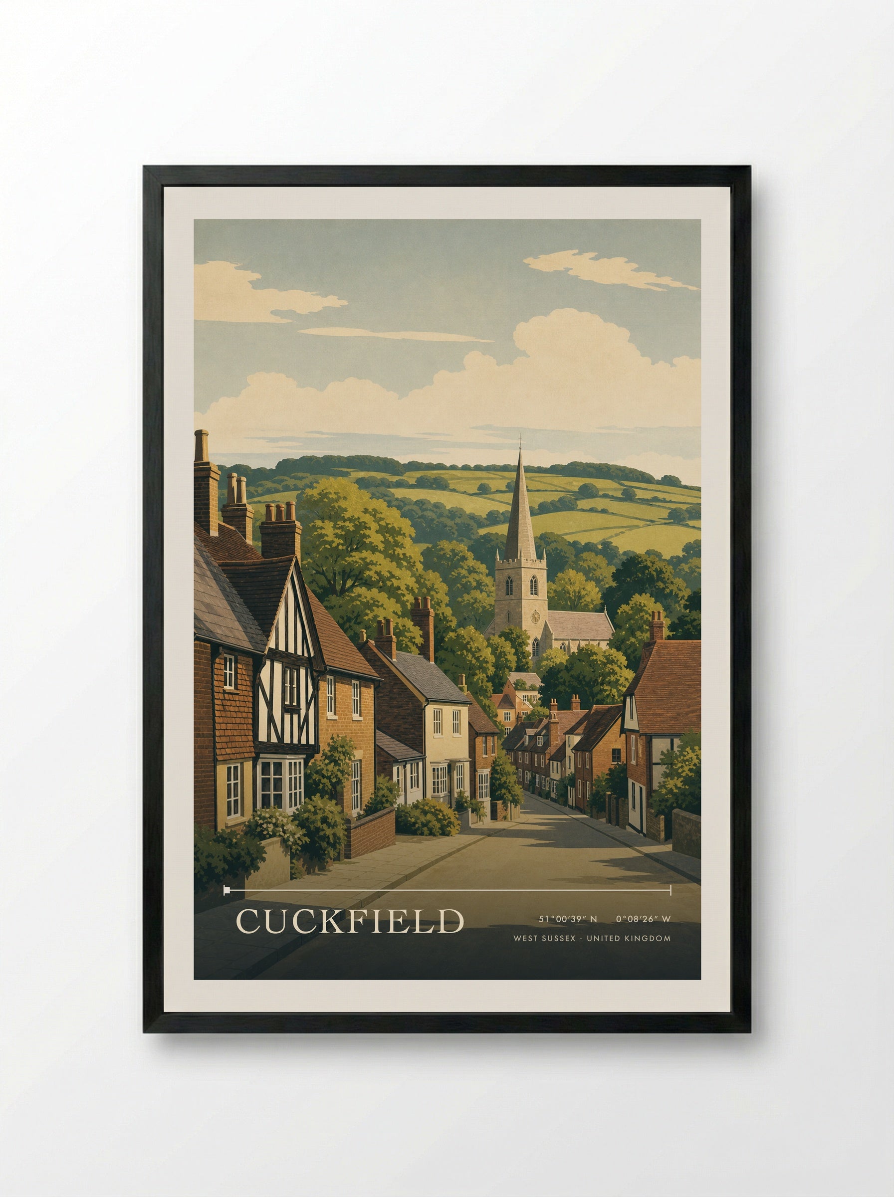 Cuckfield West Sussex United Kingdom Travel Poster - Framed Print Black