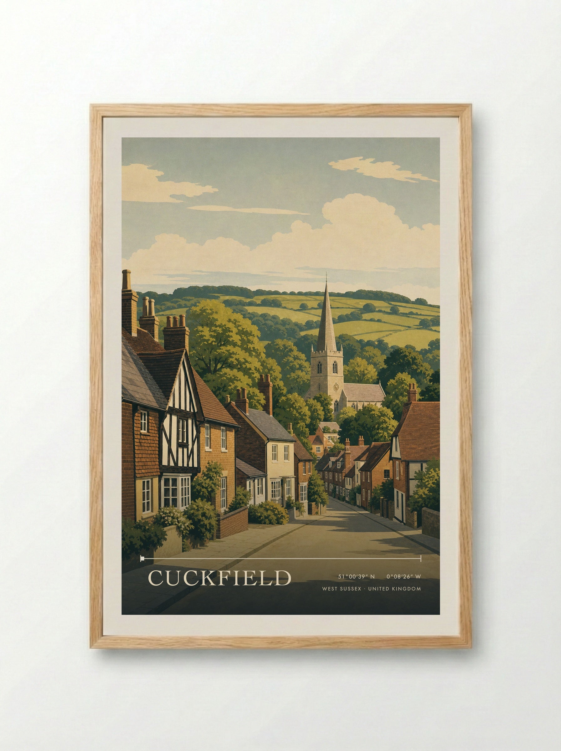 Cuckfield West Sussex United Kingdom Travel Poster - Framed Print Wood
