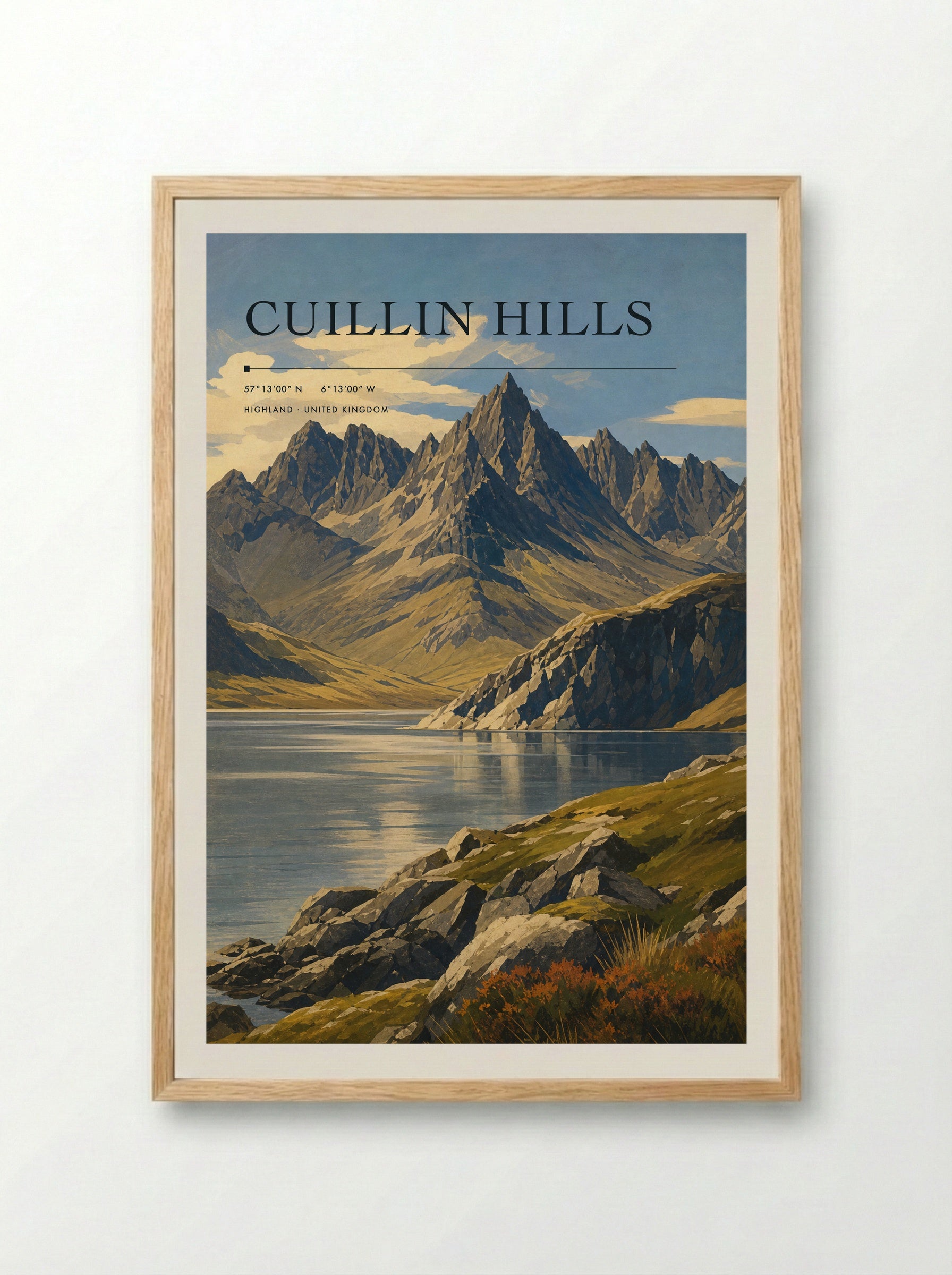 Cuillin Hills Highland United Kingdom Travel Poster - Framed Print Wood