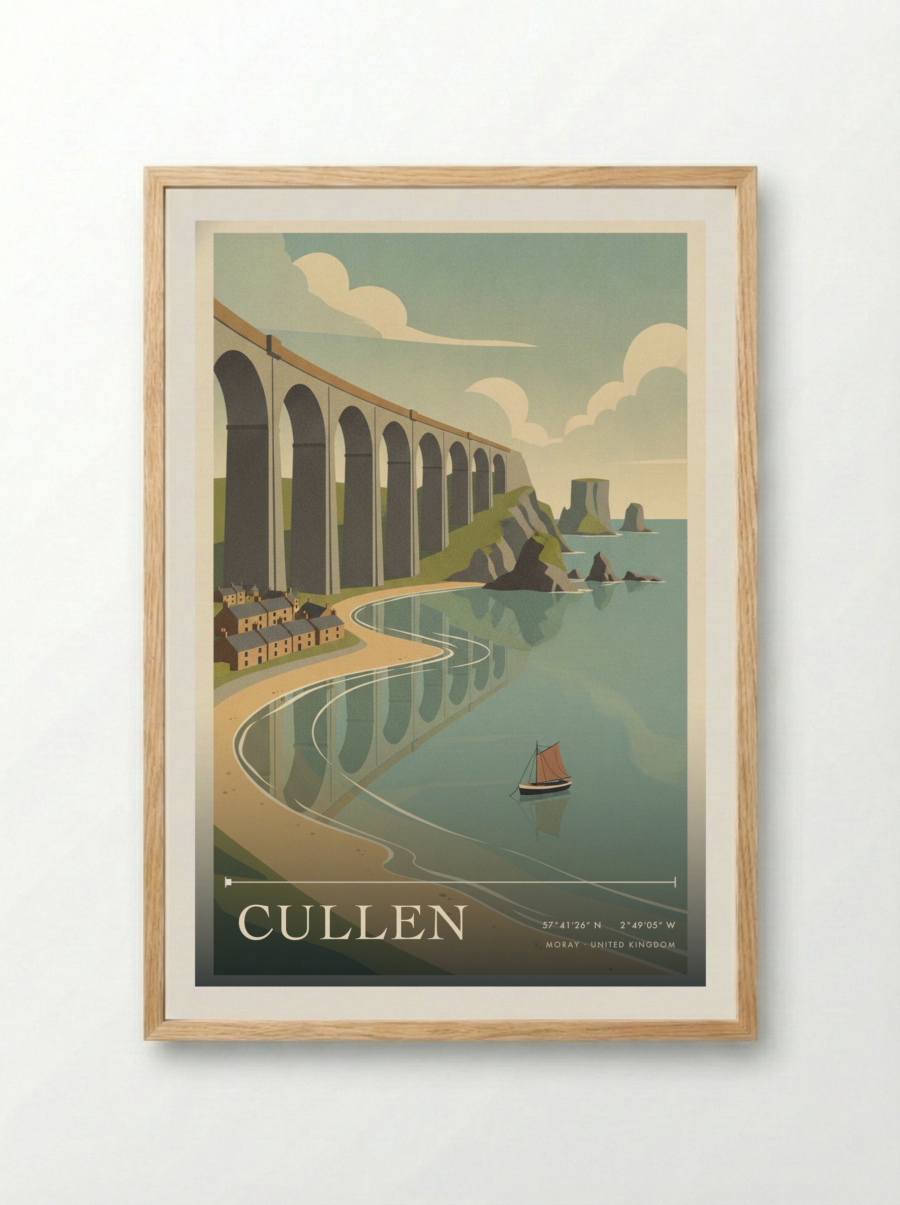 Cullen Moray United Kingdom Travel Poster - Framed Print Wood