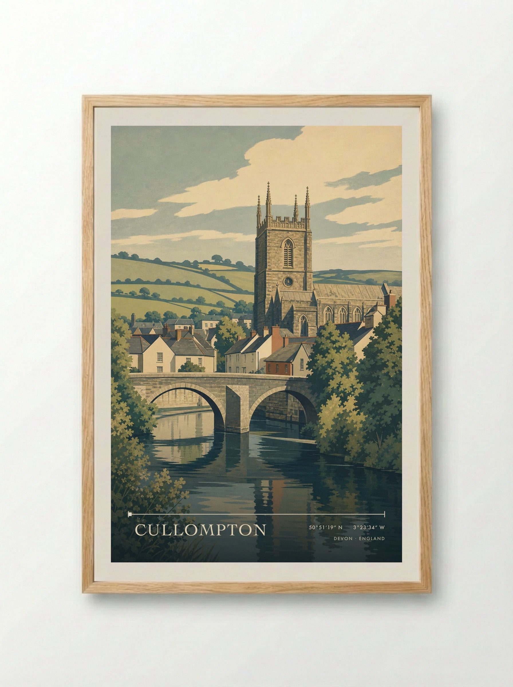 Cullompton Devon England Travel Poster - Framed Print Wood