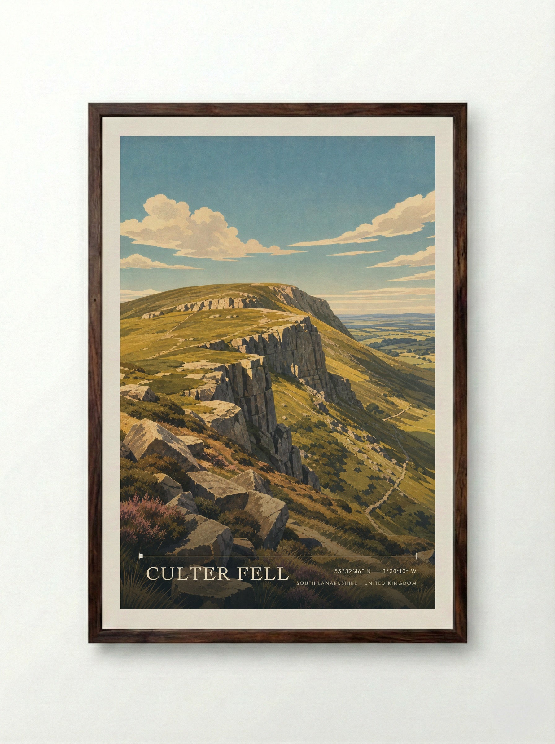 Culter Fell South Lanarkshire United Kingdom Travel Poster - Framed Print Dark Wood