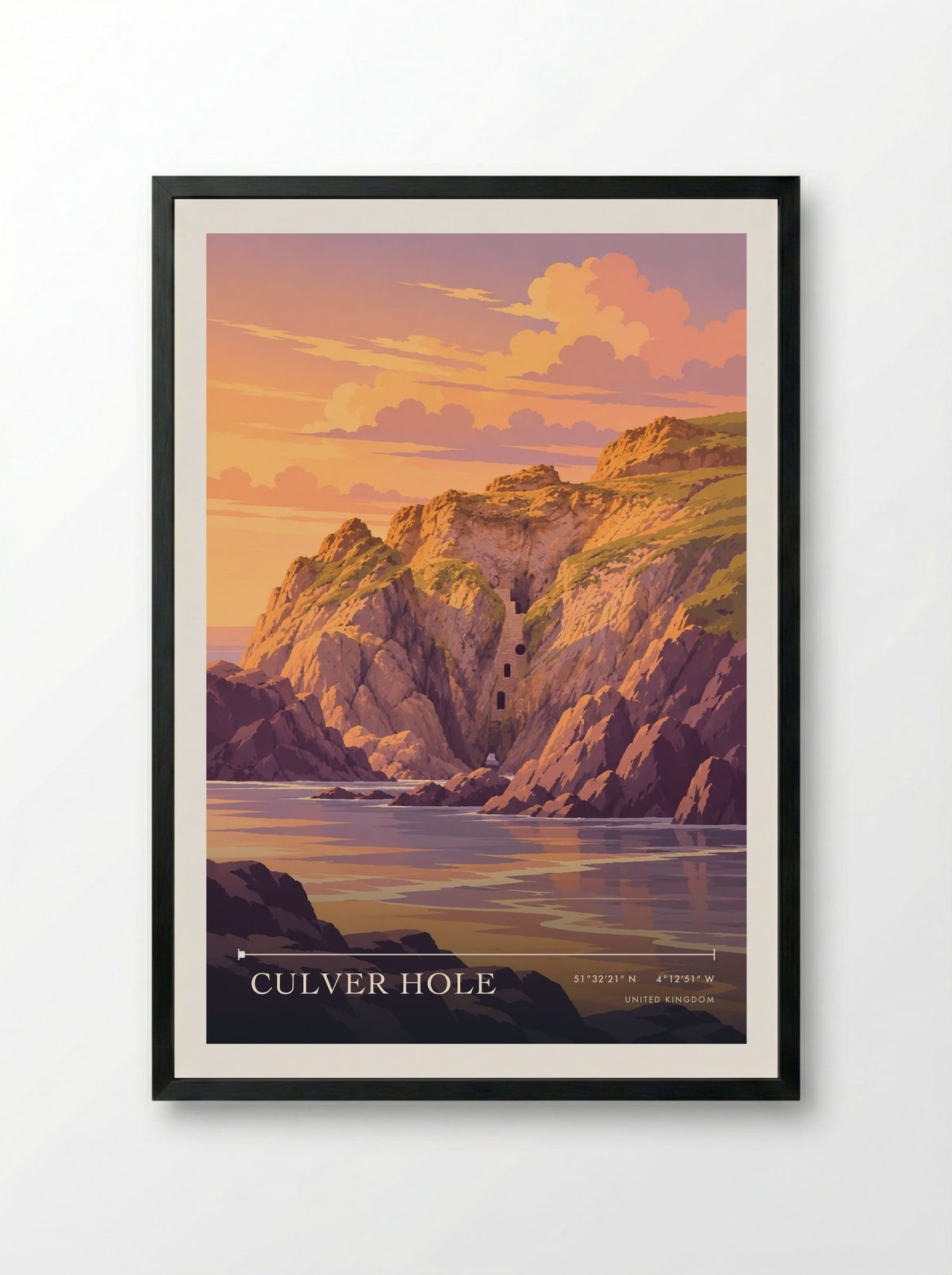 Culver Hole | Travel Poster - Framed Print Black