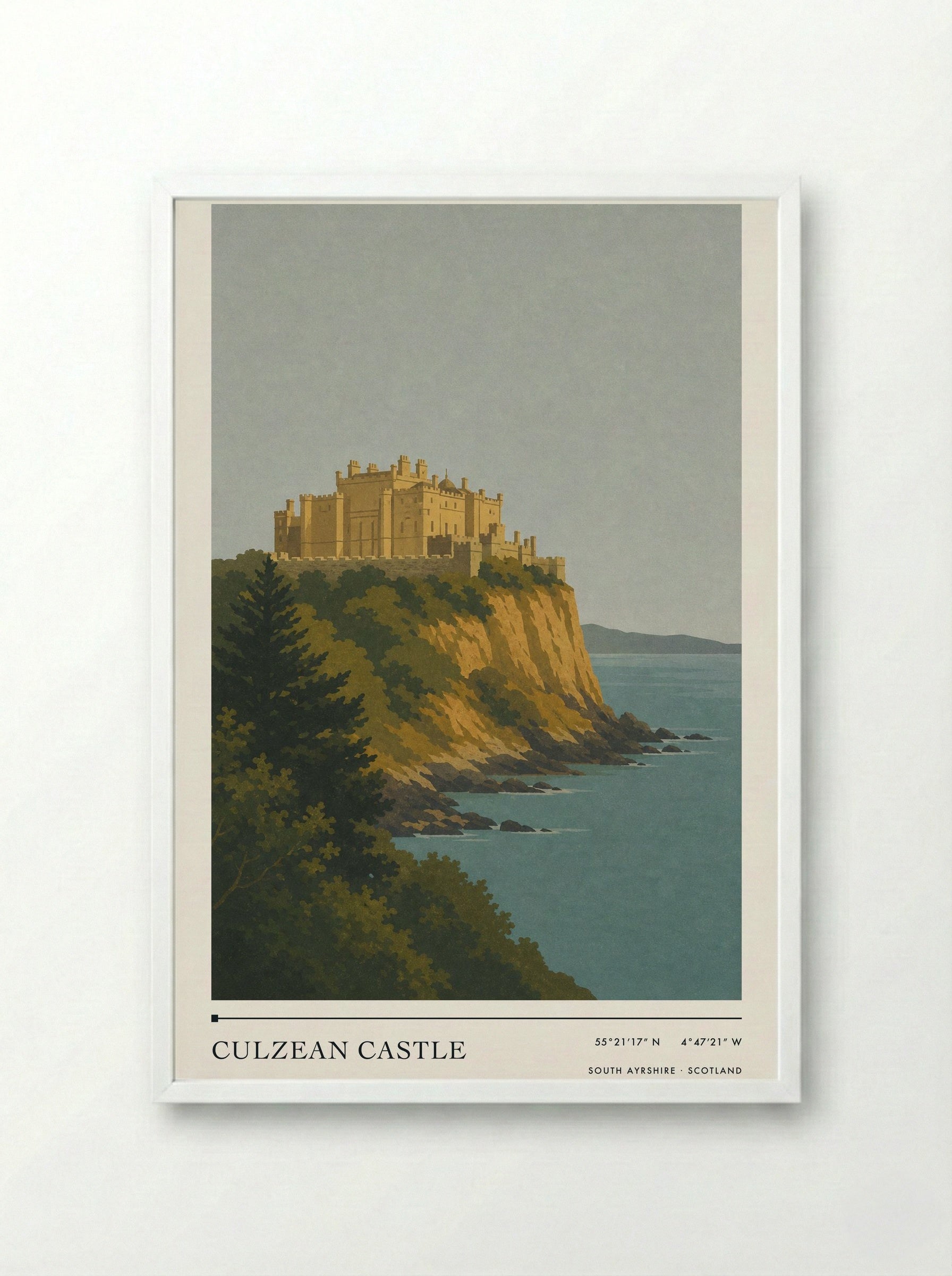 Culzean Castle Travel Poster Artwork - Framed Print White