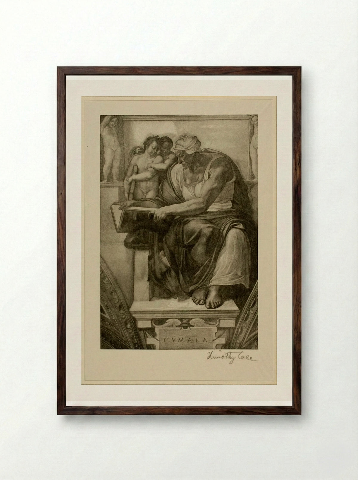 Cumaean Sibyl (After Michelangelo) - Timothy Cole - Framed Print Dark Wood