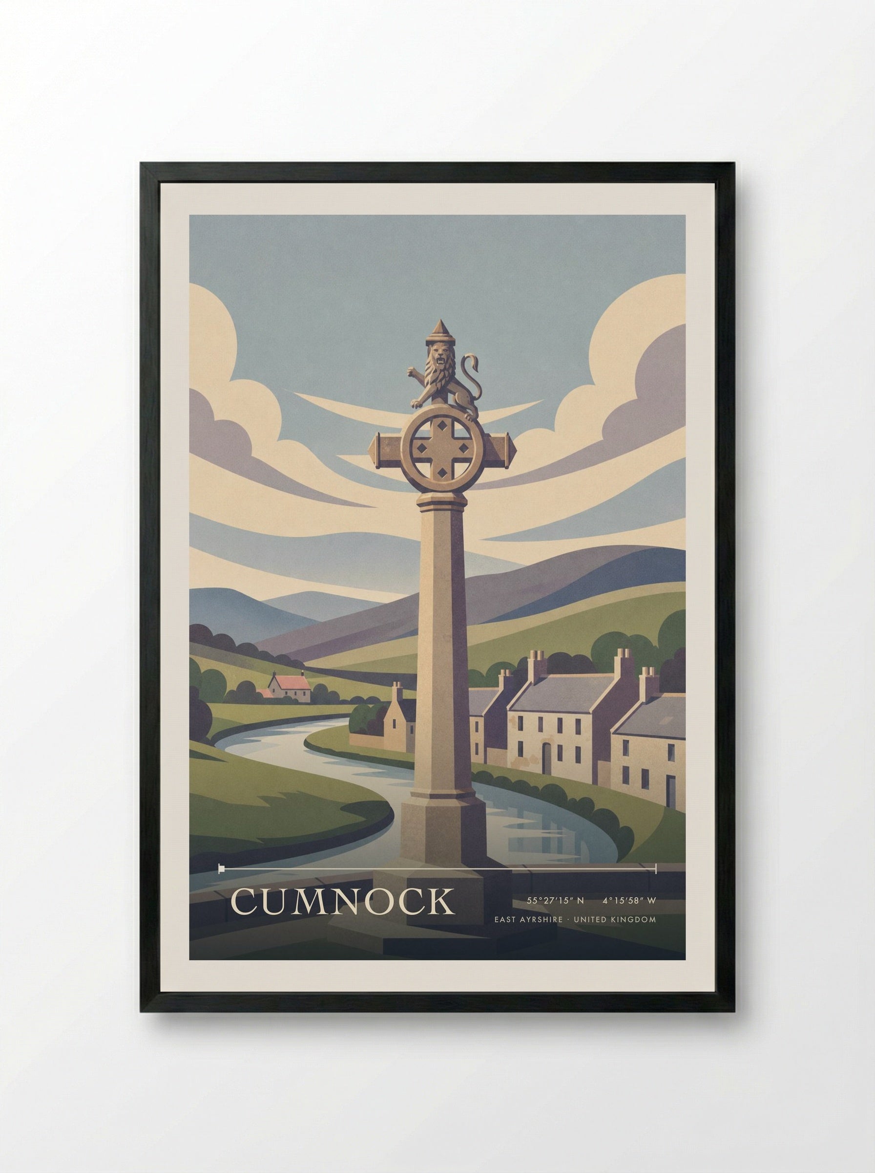 Cumnock East Ayrshire United Kingdom Travel Poster - Framed Print Black
