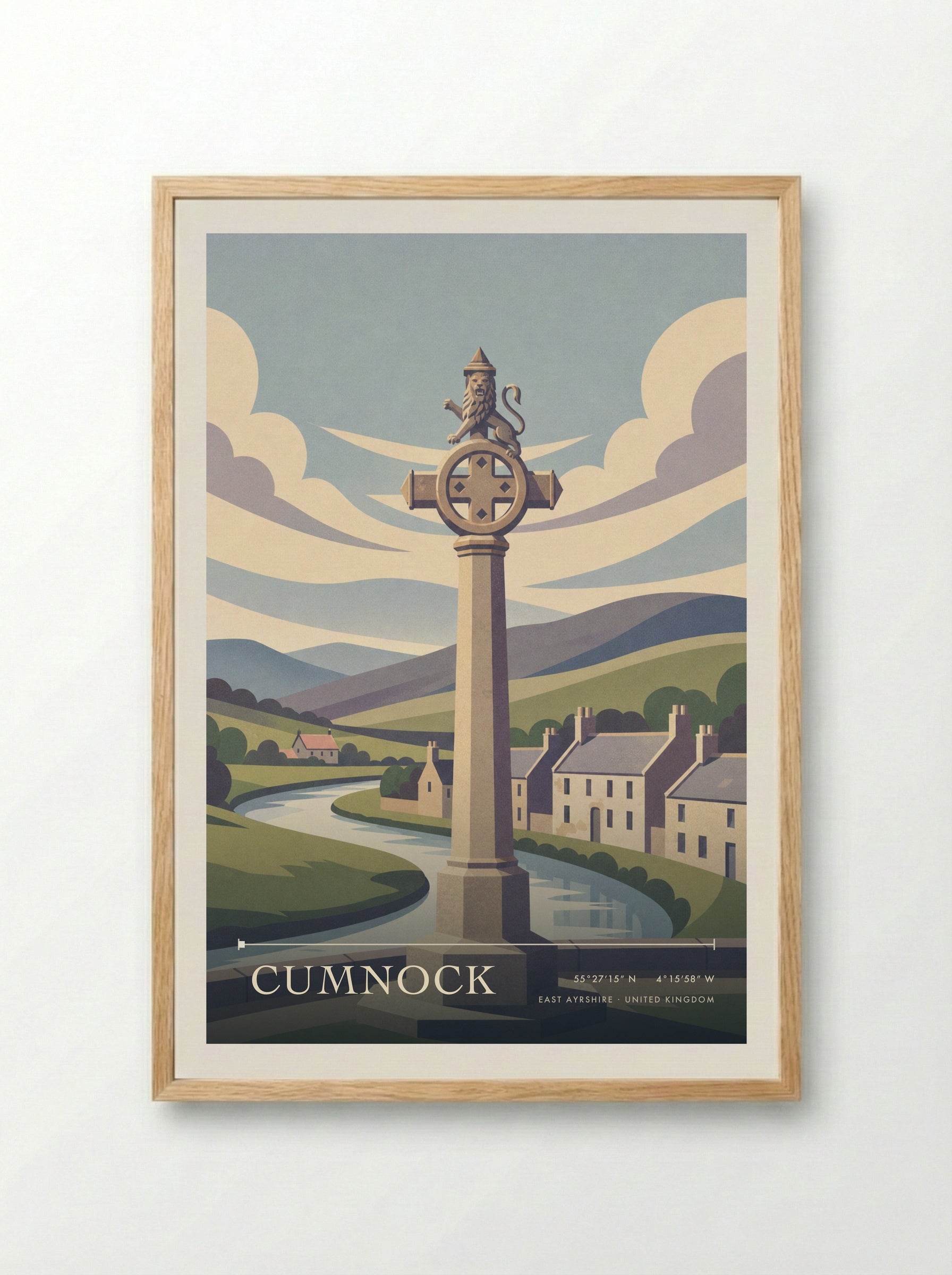 Cumnock East Ayrshire United Kingdom Travel Poster - Framed Print Wood