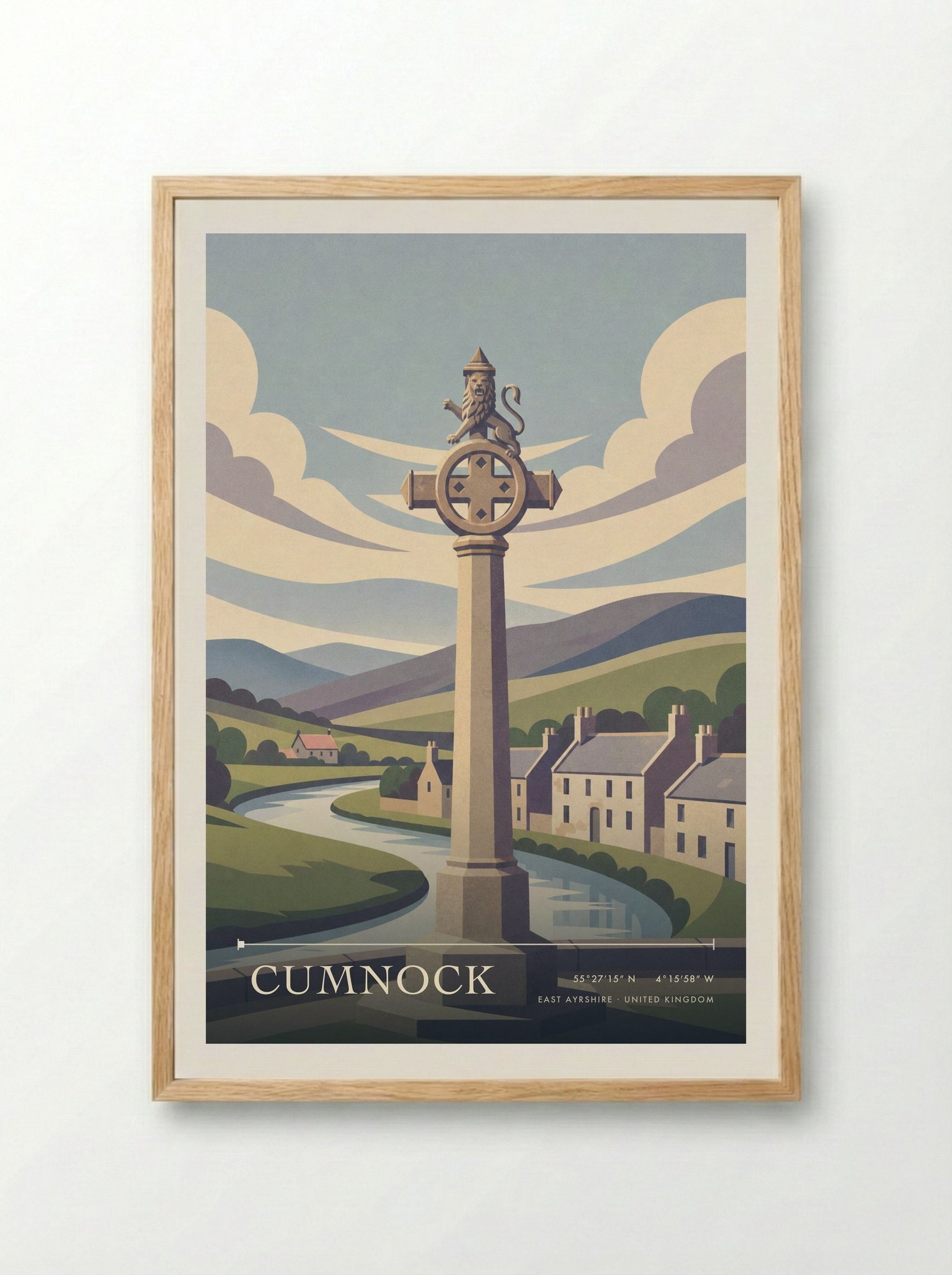 Cumnock East Ayrshire United Kingdom Travel Poster - Framed Print Wood