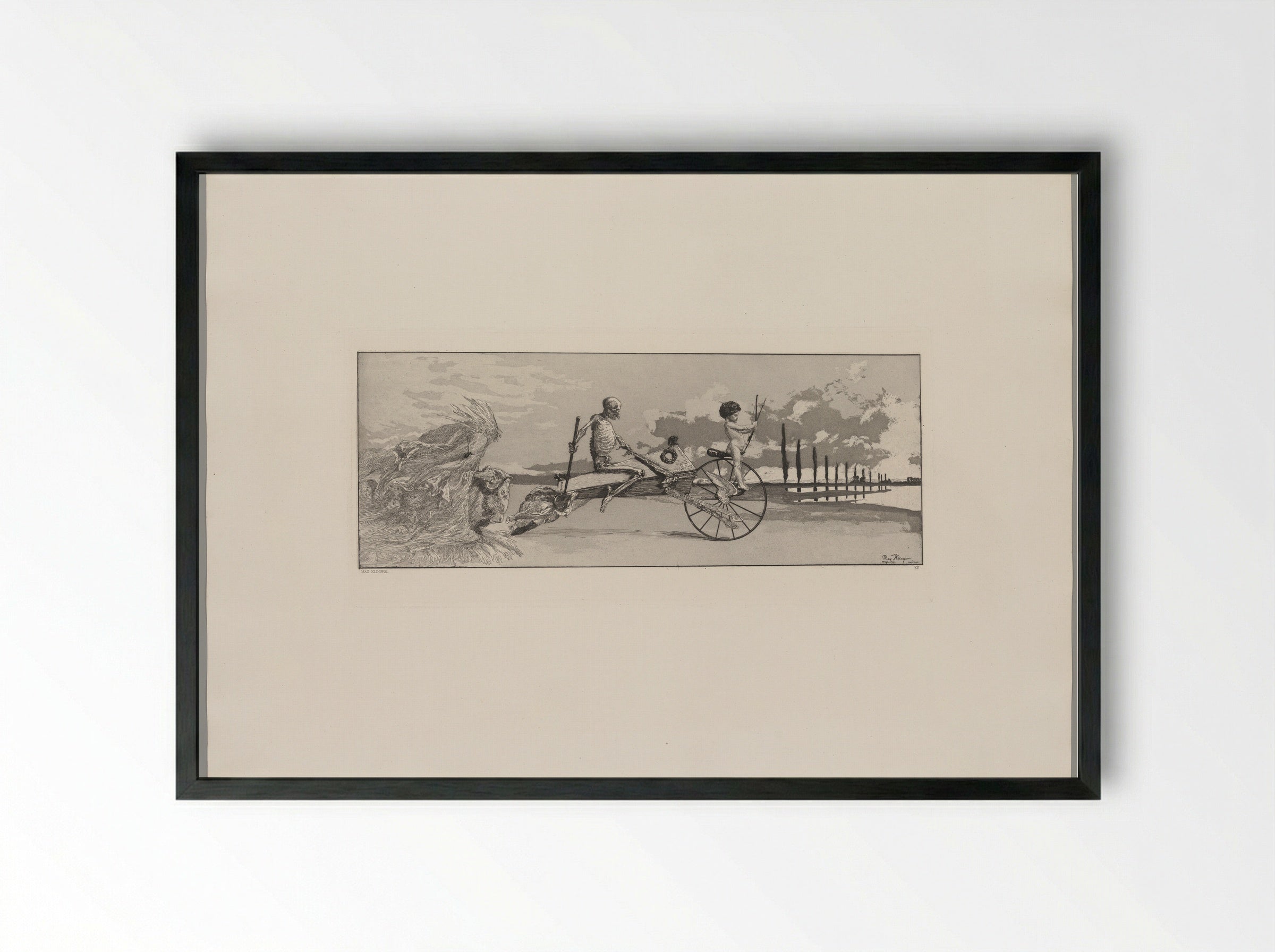 Cupid, Death, and the Afterlife - Max Klinger - Framed Print Black