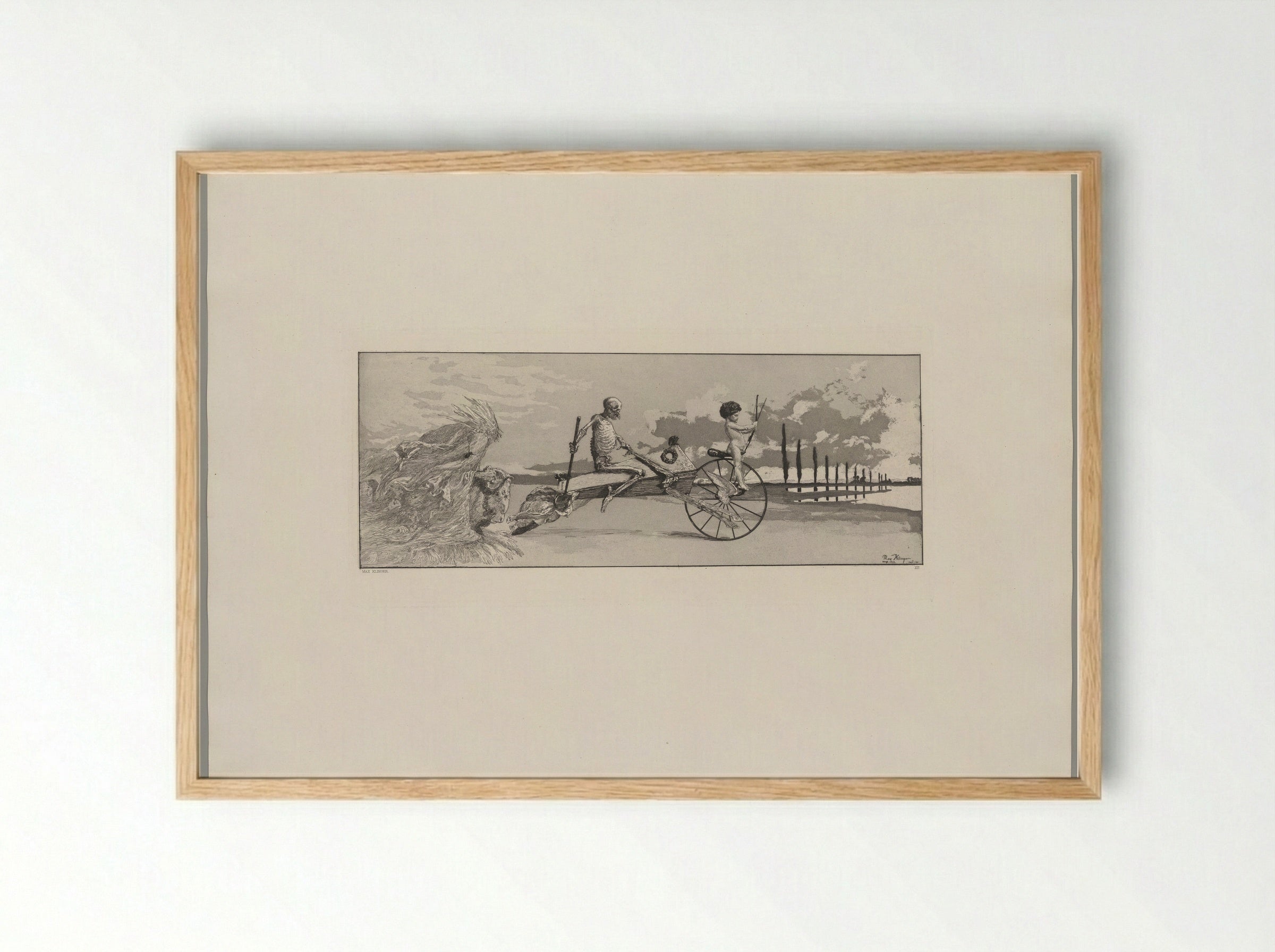 Cupid, Death, and the Afterlife - Max Klinger - Framed Print Wood